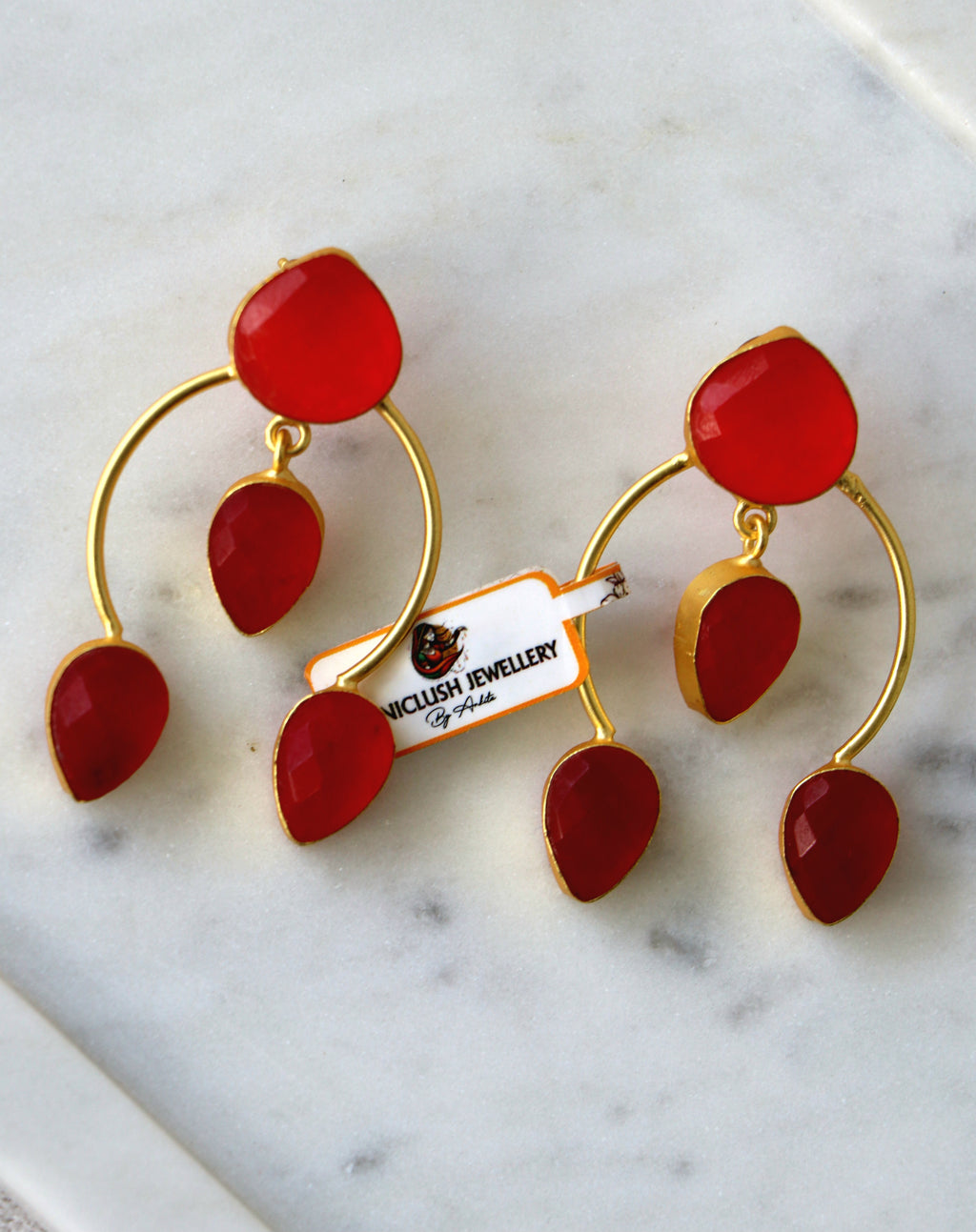 Ruby Teardrop Hoop Earrings