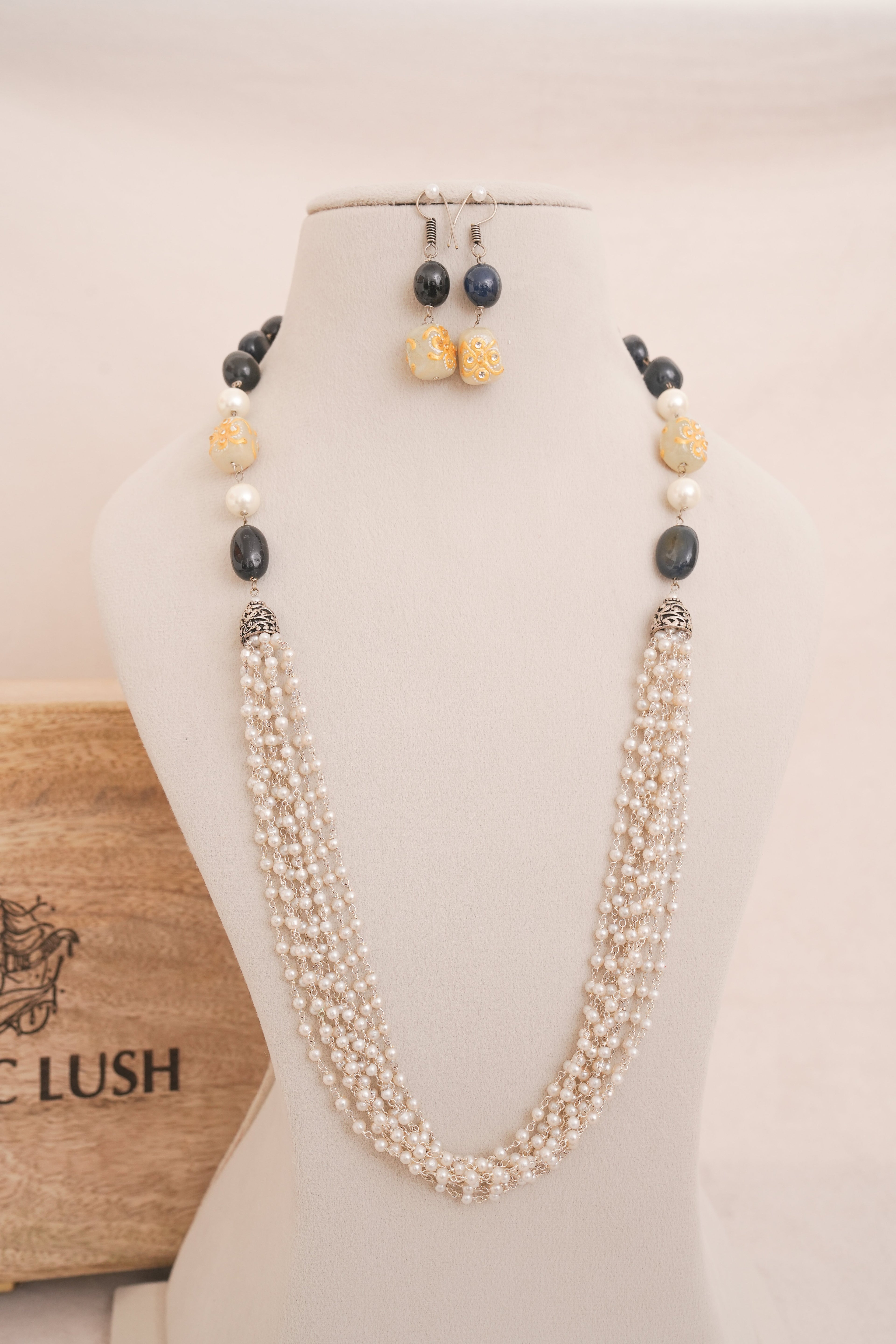 Beads Pearl Multi Strand Necklace Set