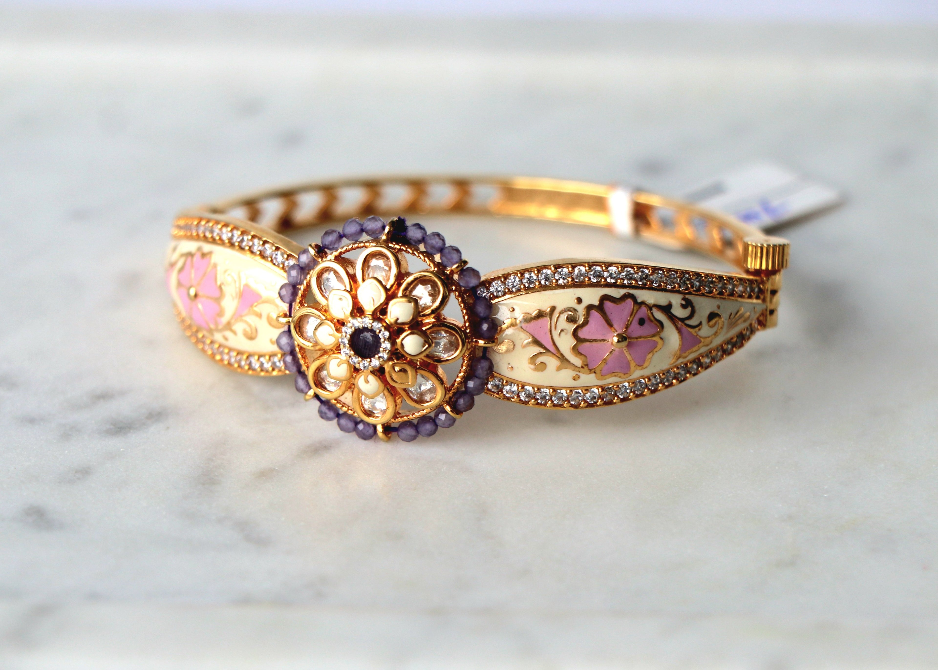 Sapphire Bloom Royal Meenakari Openable Kada Bracelet