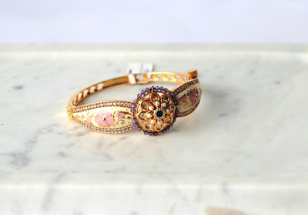 Sapphire Bloom Royal Meenakari Openable Kada Bracelet