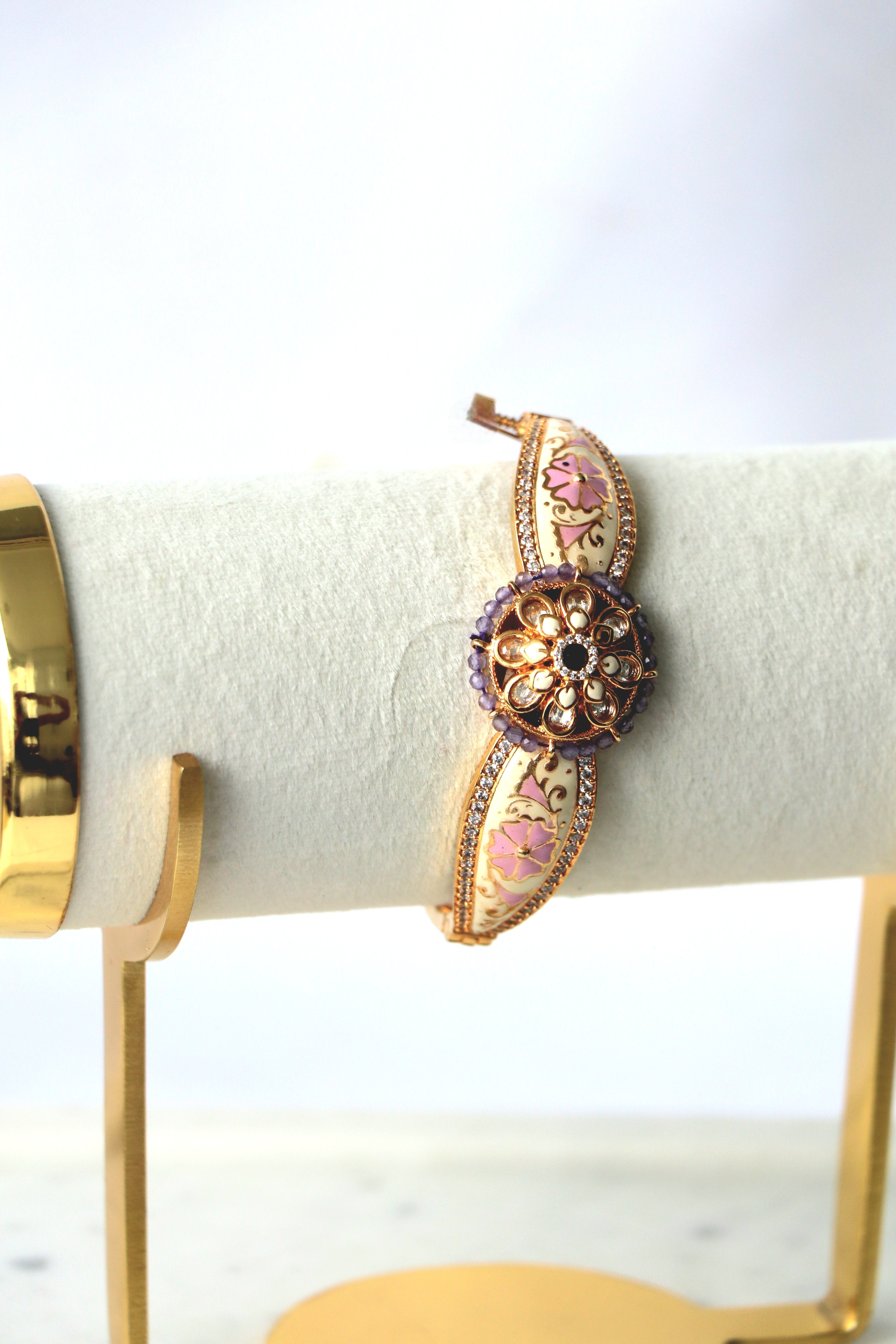 Sapphire Bloom Royal Meenakari Openable Kada Bracelet