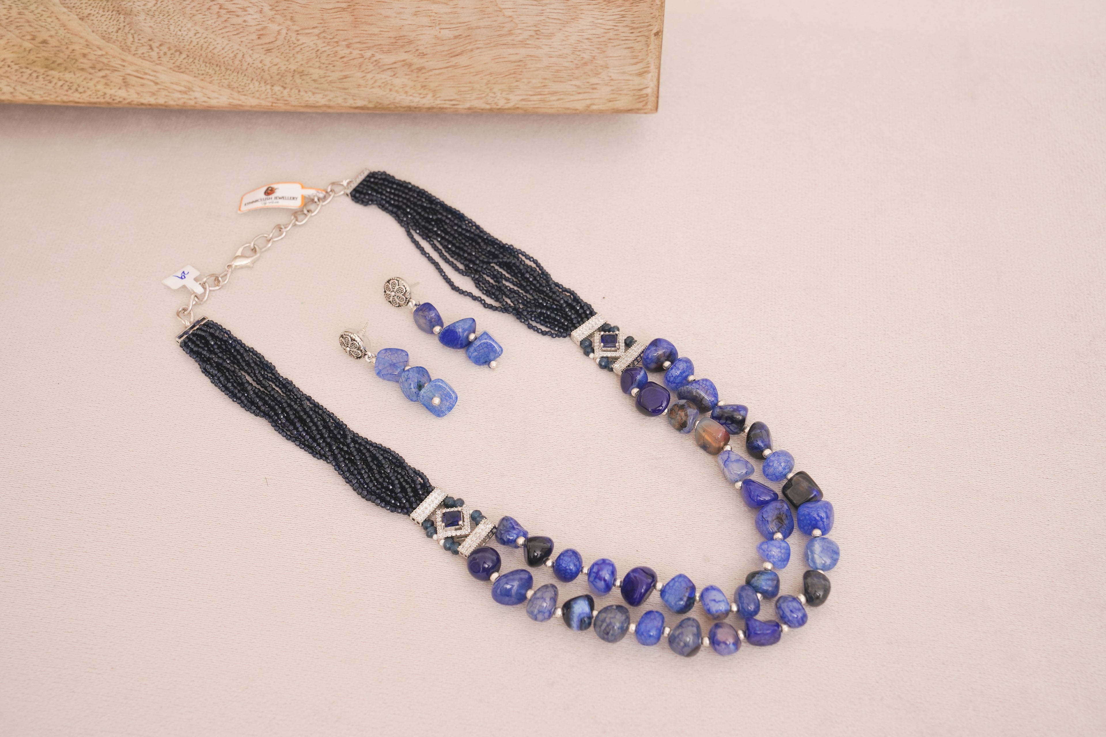 MultiStrand Blue Beaded Necklace Set