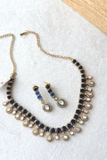 Moissanite & Blue Stone Gold Necklace Set