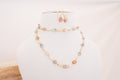Natural Gemstone Station Necklace Set with Crystal Connectors & Matching Earrings