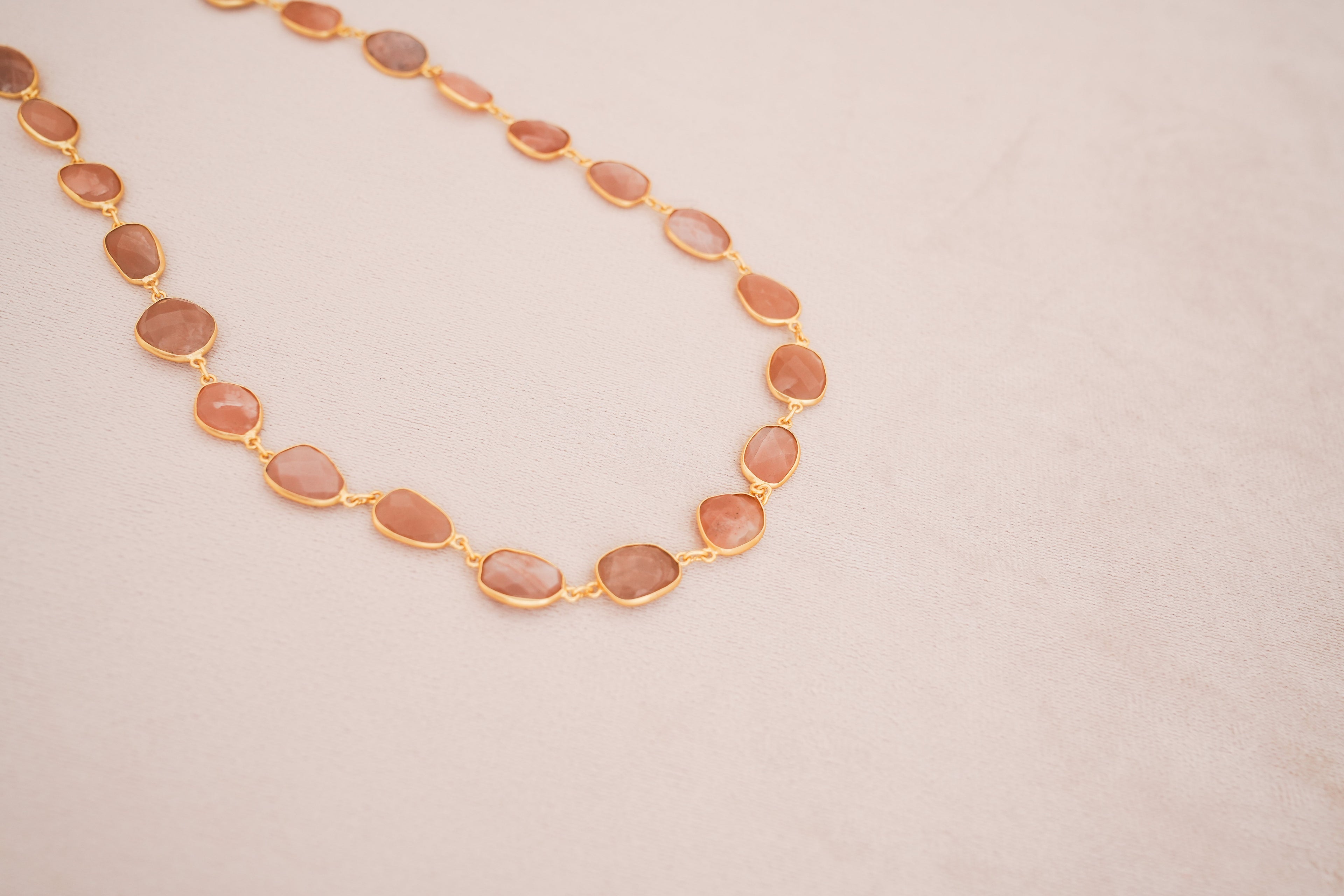 Natural Gemstone Bezel Station Necklace | Gold Finish | Multiple Stone Variants