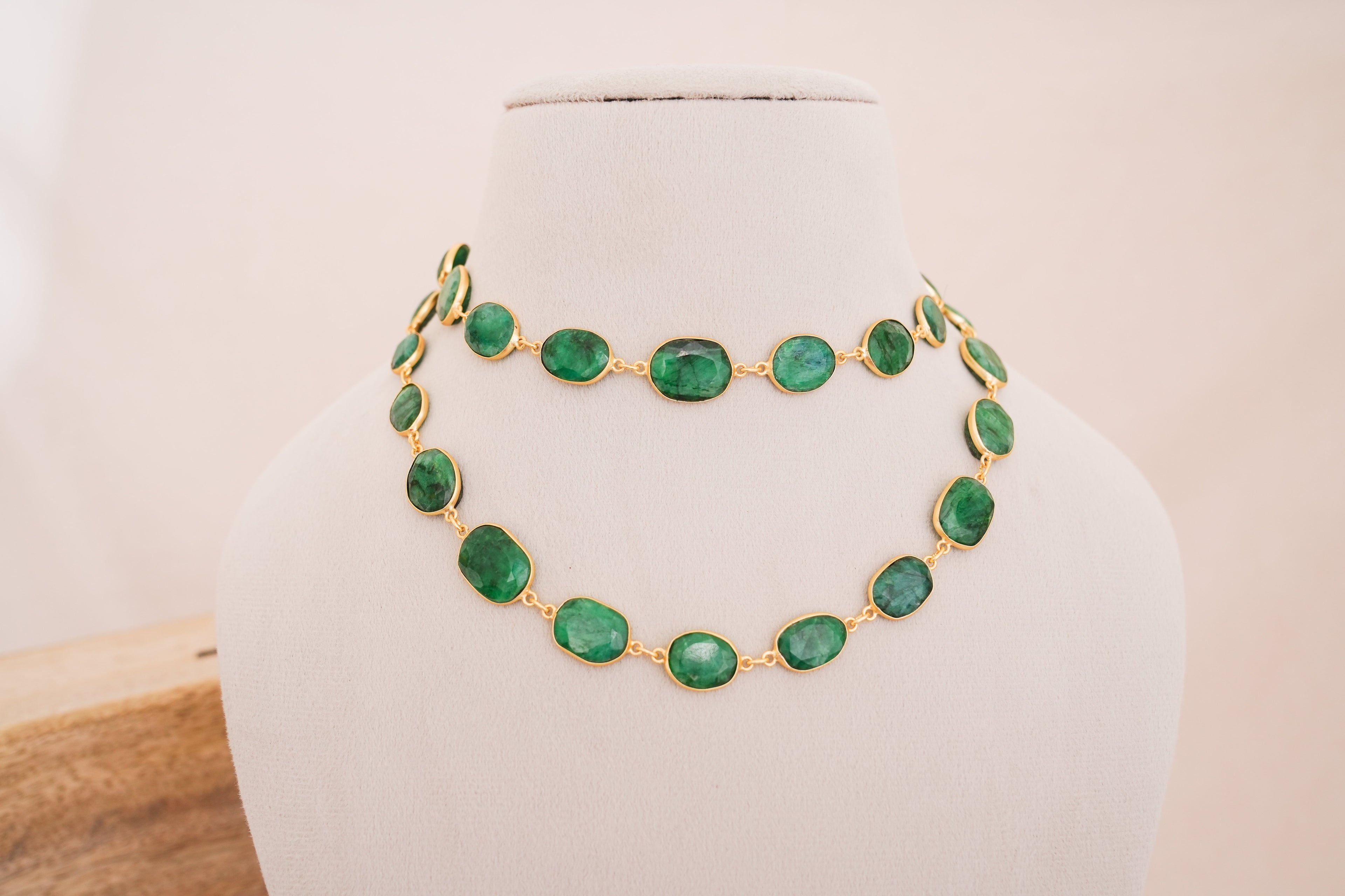 Natural Gemstone Bezel Station Necklace | Gold Finish | Multiple Stone Variants