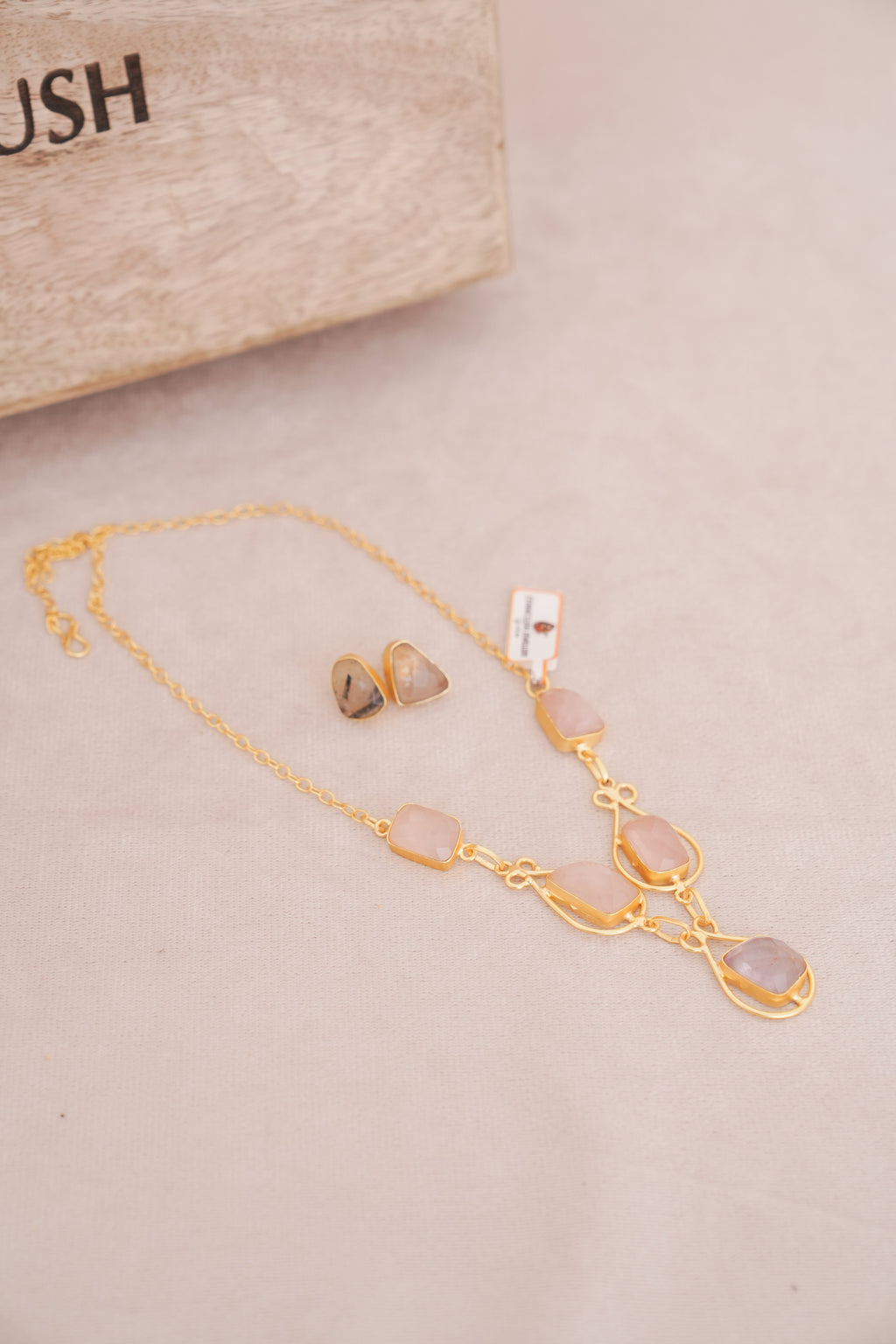 Natural Gemstone Statement Necklace & Stud Set