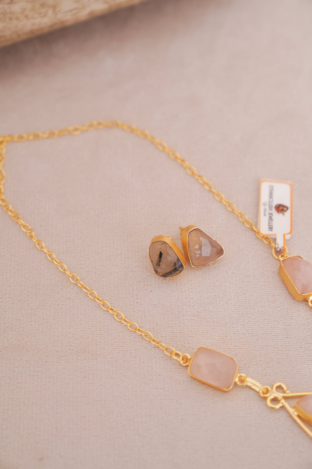 Natural Gemstone Statement Necklace & Stud Set