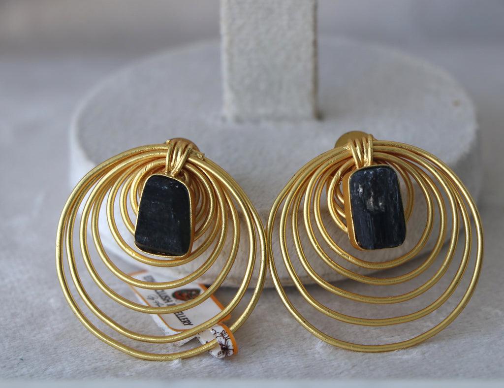 Golden Orbit Gemstone Earrings