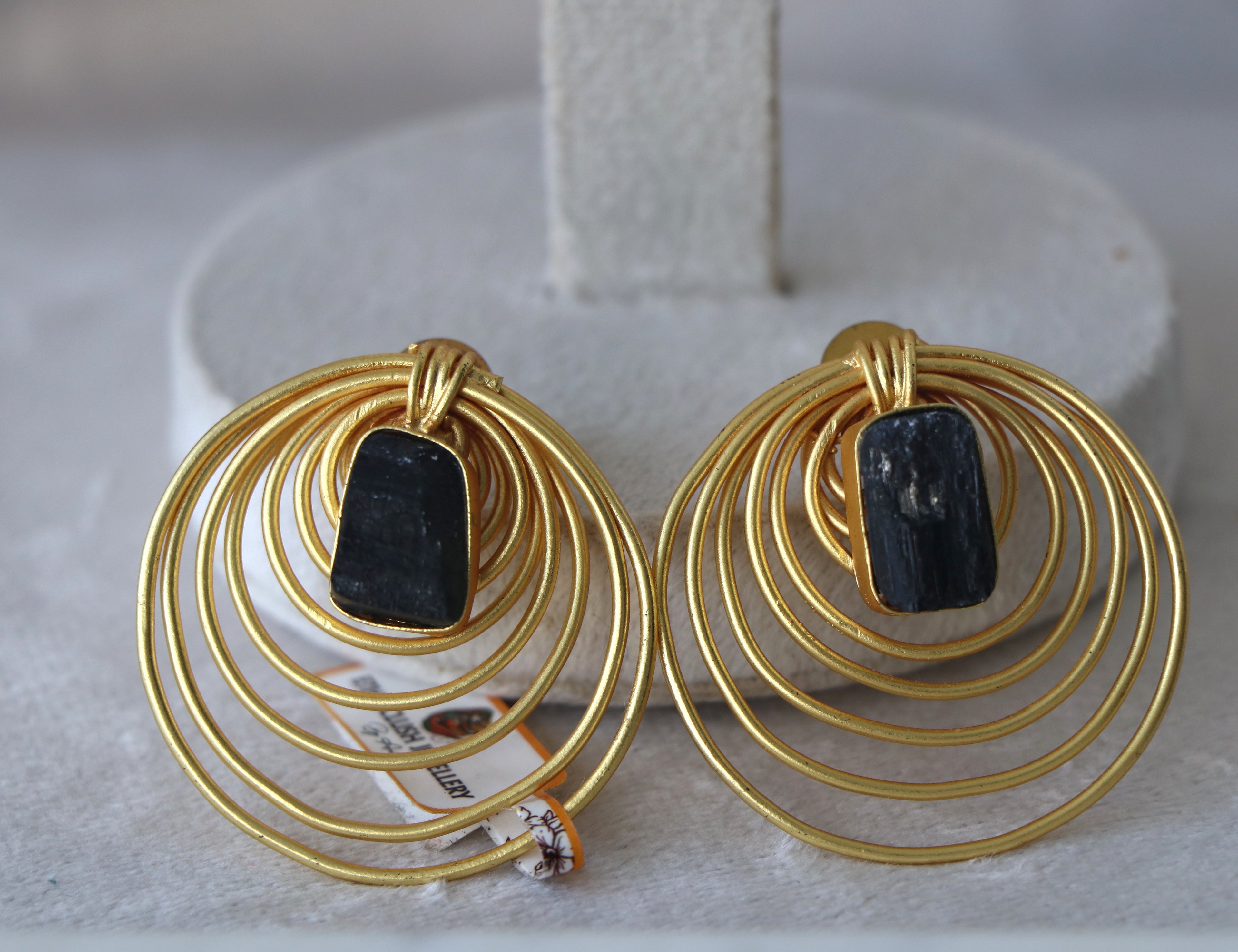 Golden Orbit Gemstone Earrings