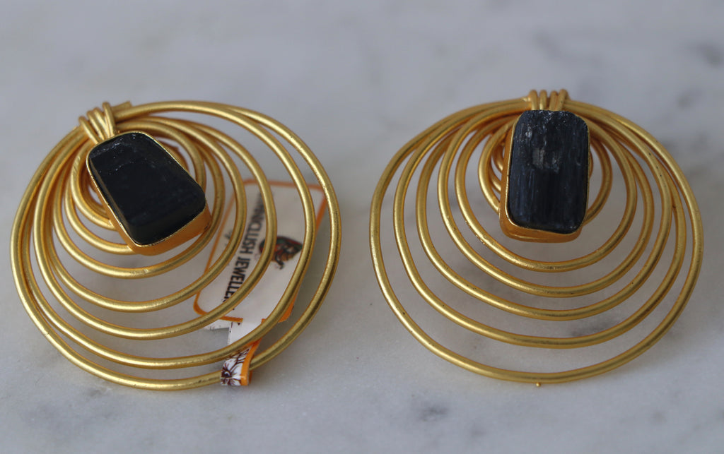 Spiral Onyx Statement Earrings