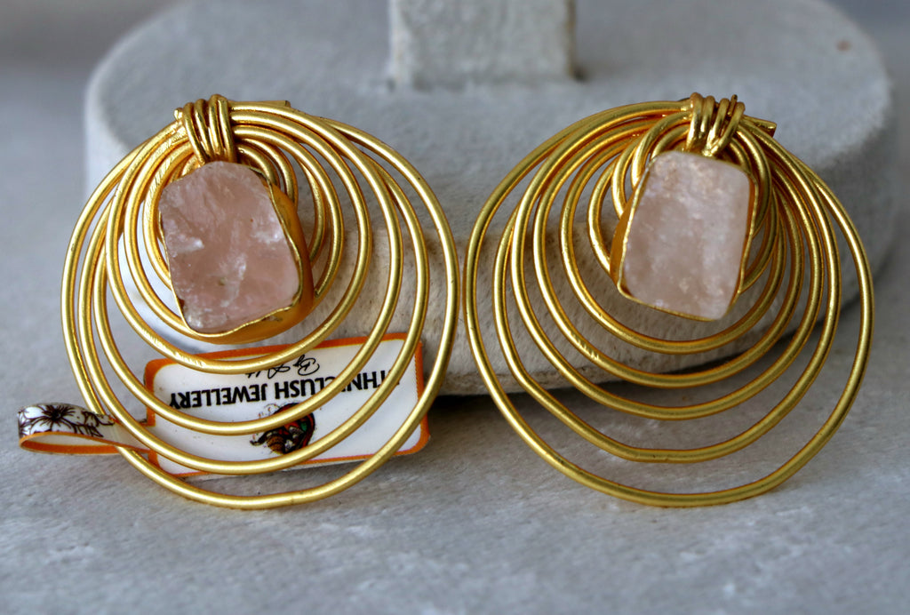 Golden Orbit Gemstone Earrings
