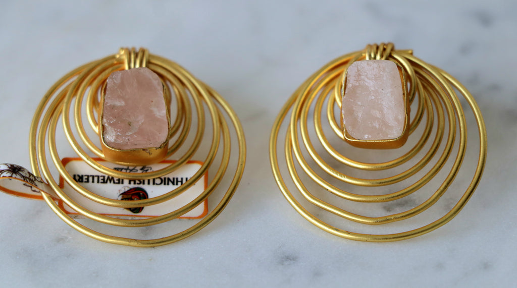 Golden Orbit Gemstone Earrings