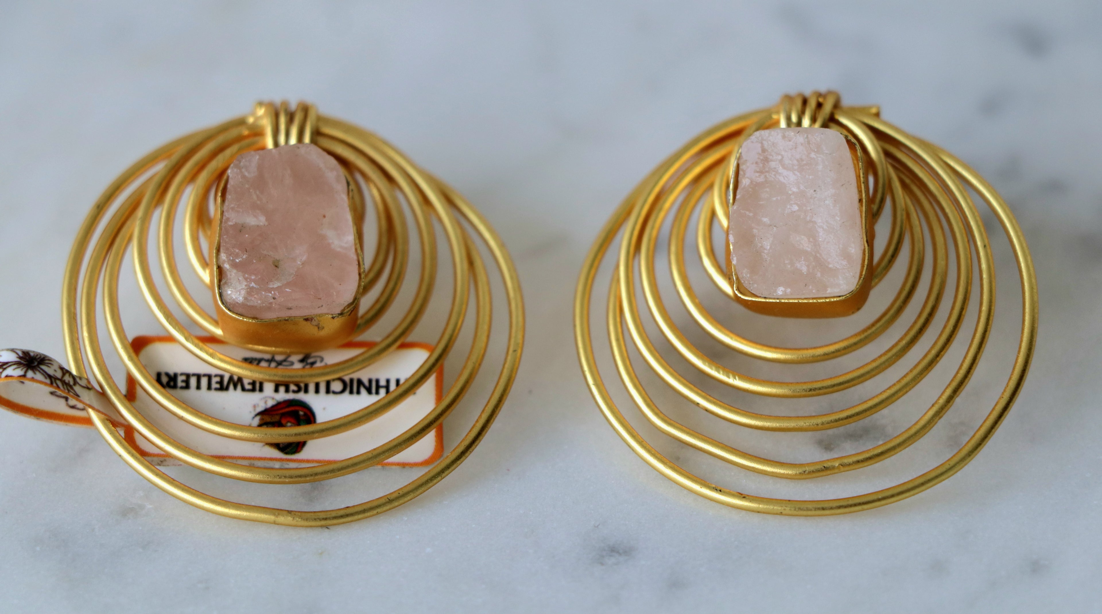 Golden Orbit Gemstone Earrings