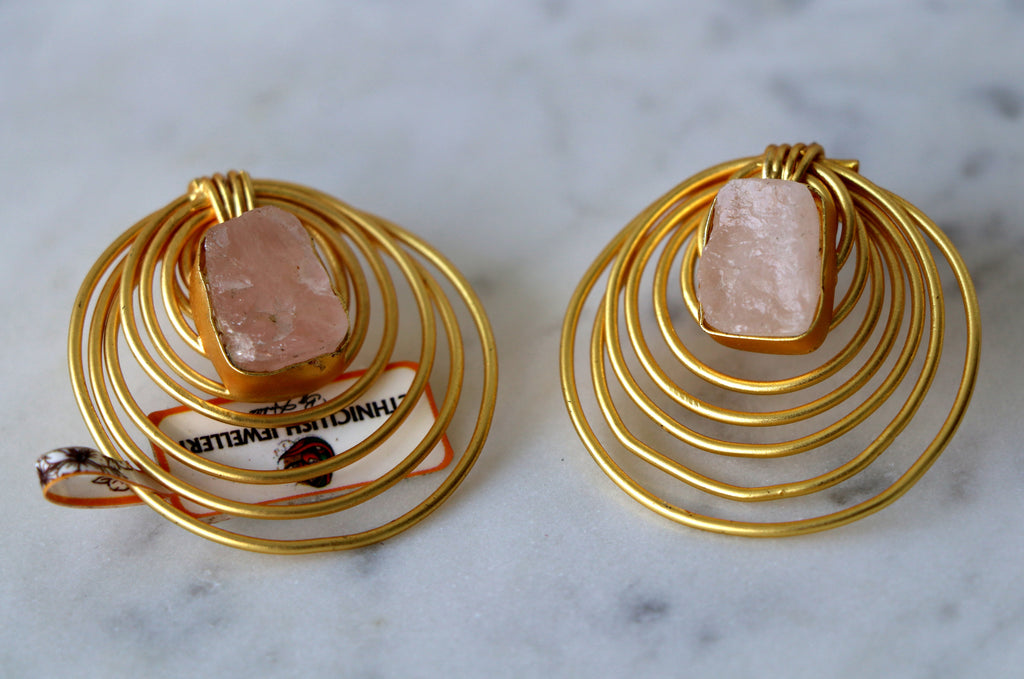 Golden Orbit Gemstone Earrings