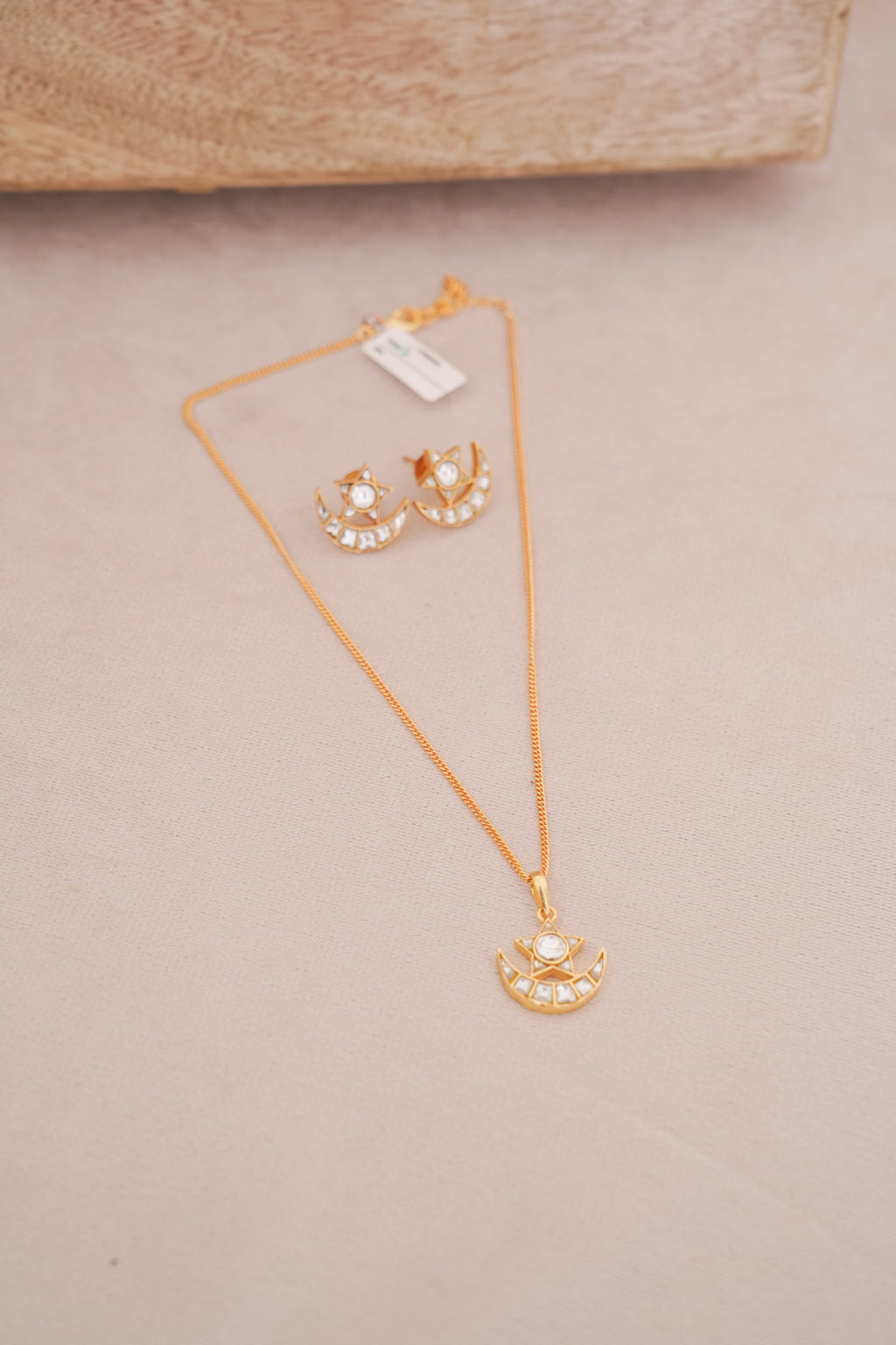 Jadau Star & Crescent Moon Pendant  Set