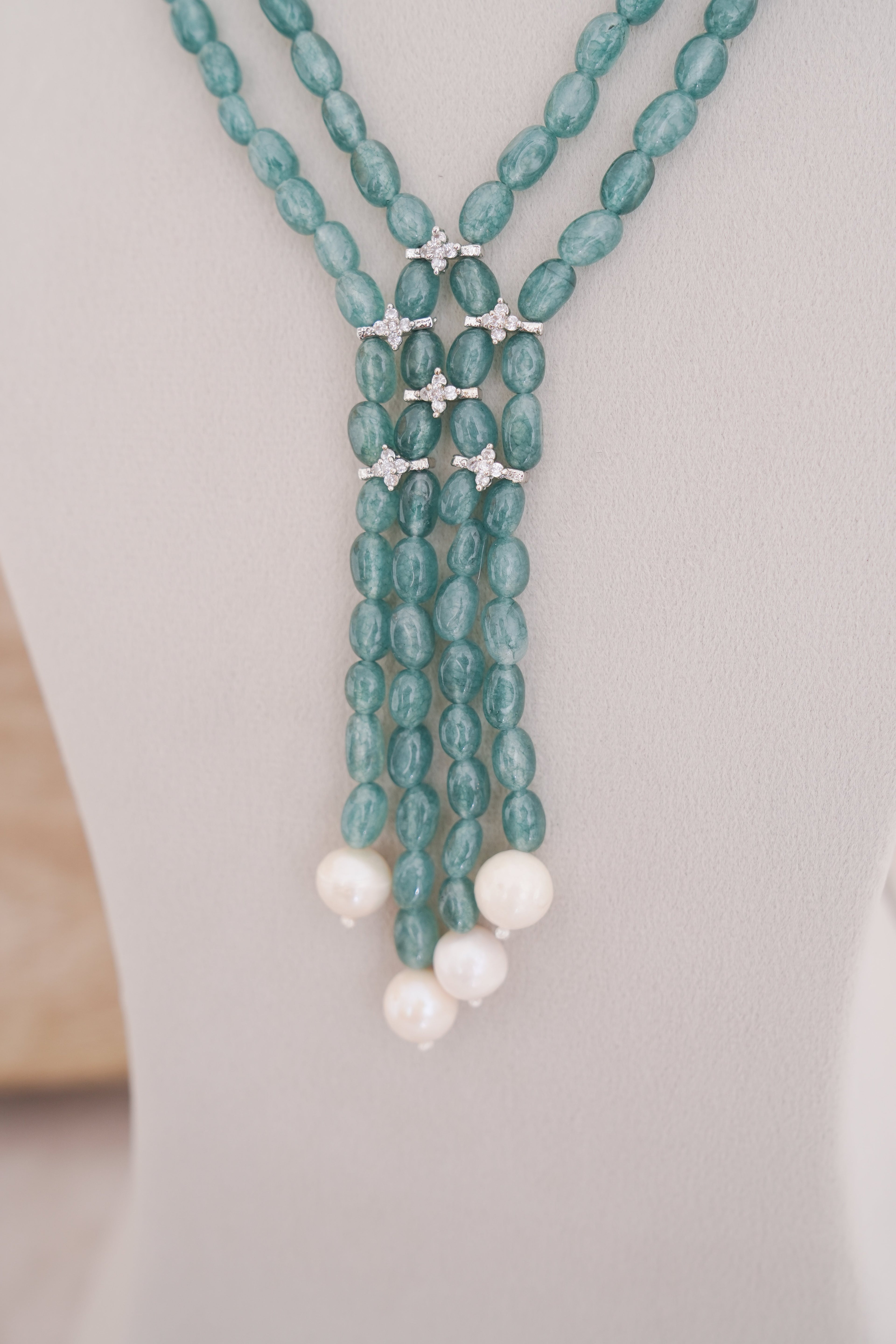 Mystic Natural Gemstone Multi-Strand Tassel Necklace