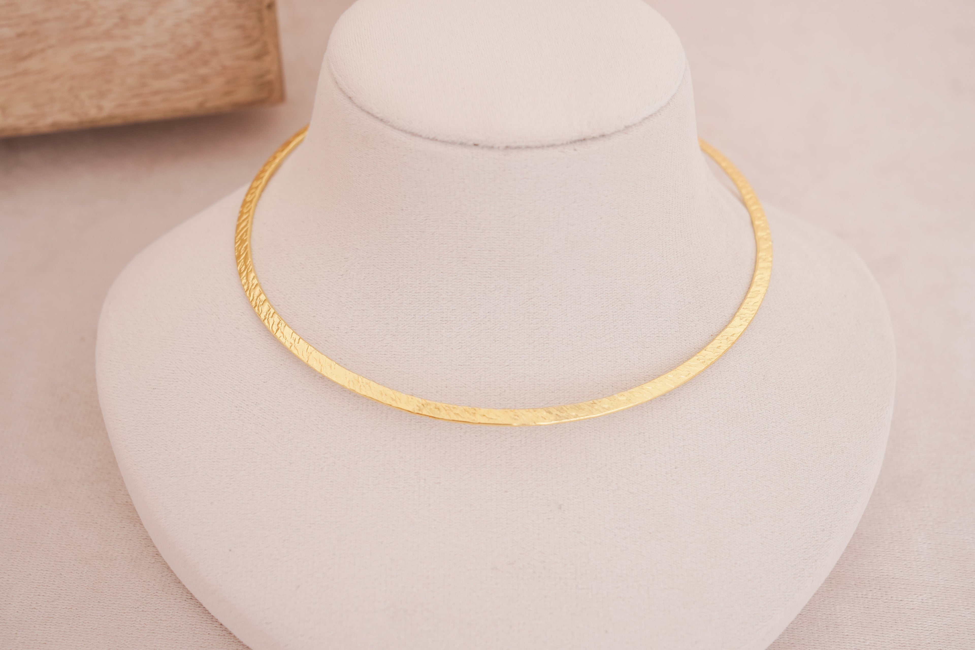 Sunlit Textured Brass Hasli Necklace