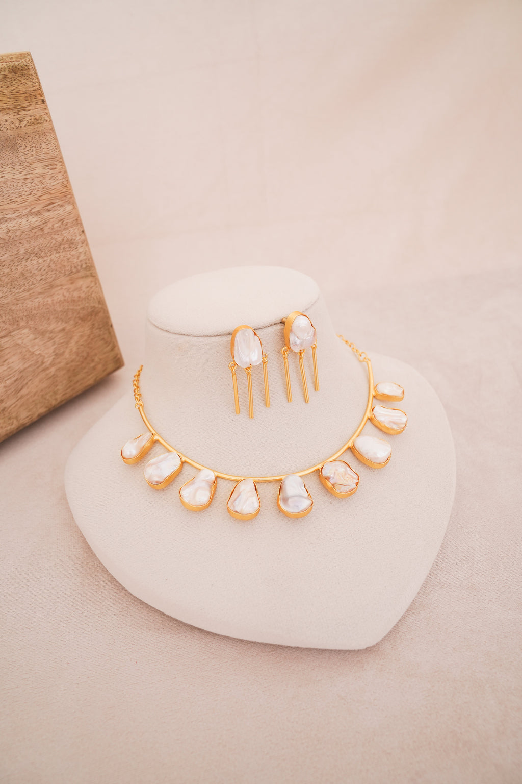 Handcrafted Baroque Freshwater Pearl Statement Choker with Matching Earrings