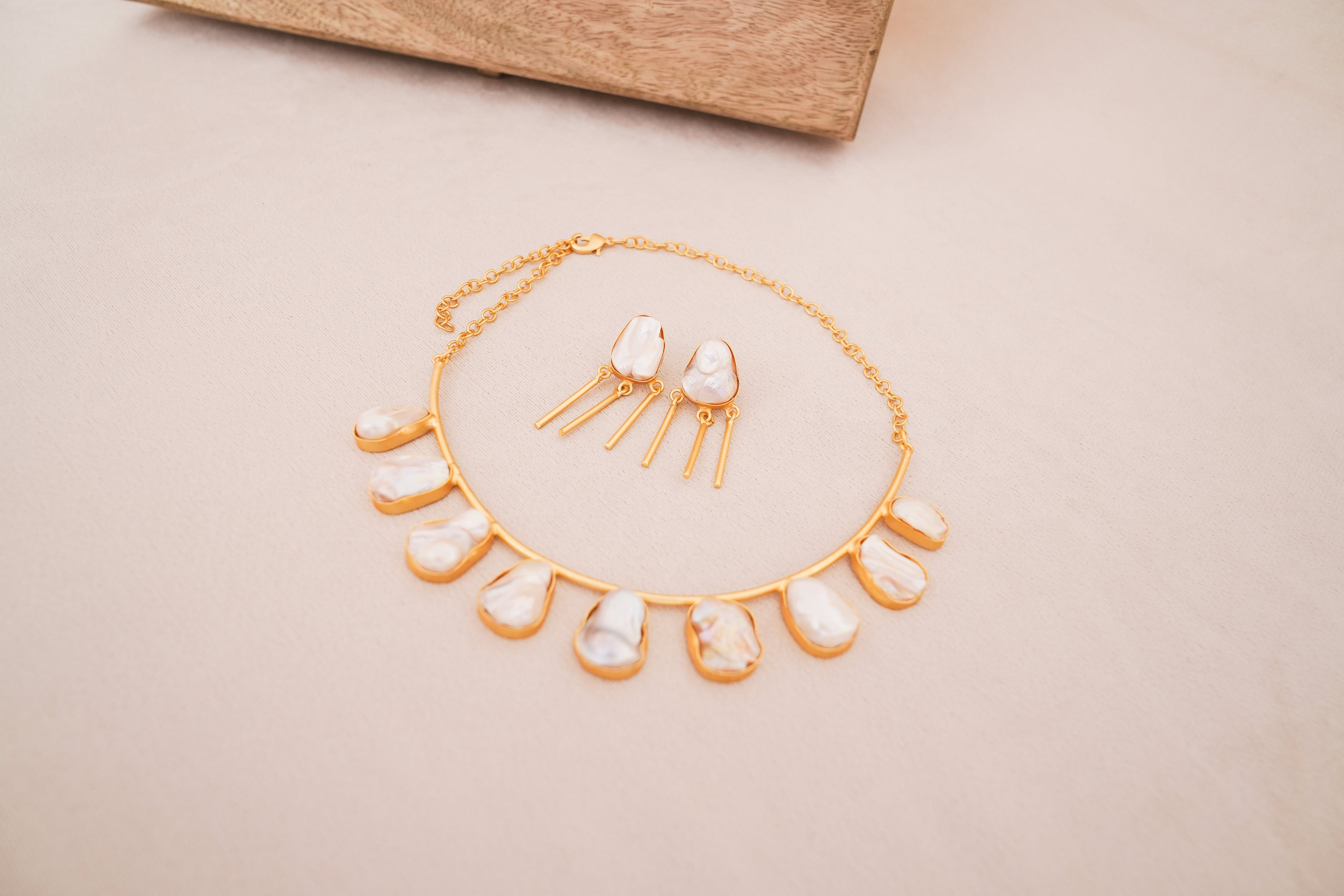 Handcrafted Baroque Freshwater Pearl Statement Choker with Matching Earrings