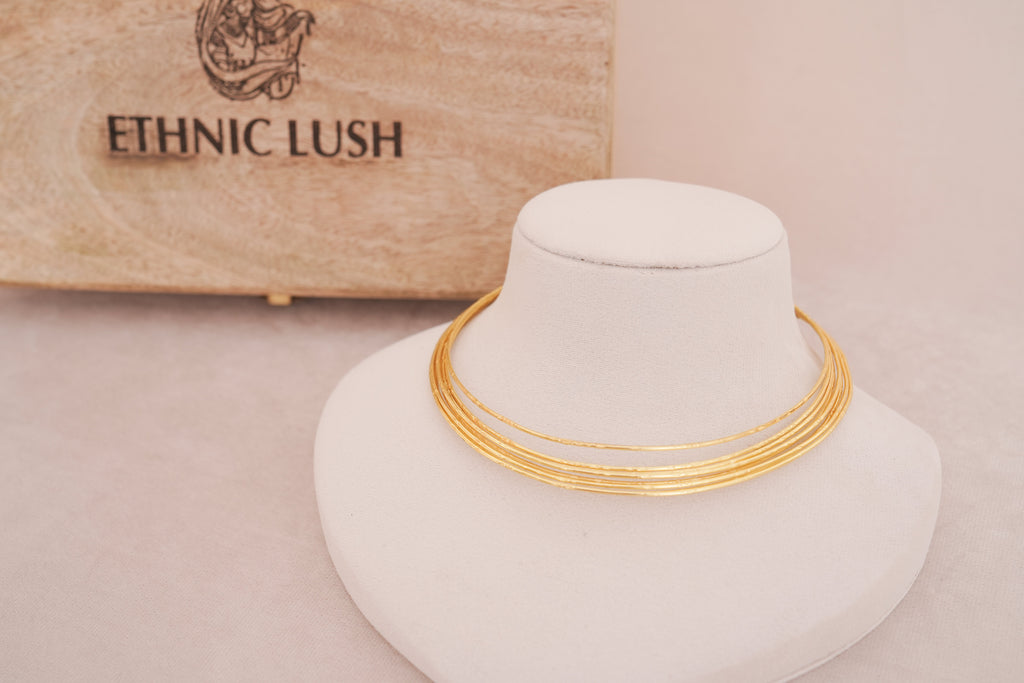 Multi-Strand Brass Hasli Necklace