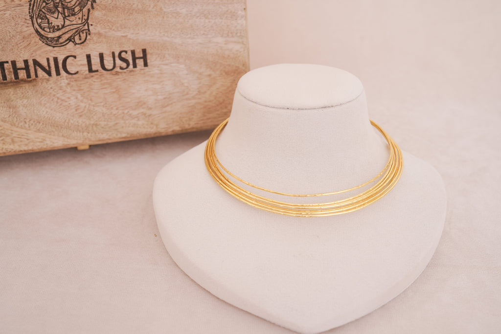 Multi-Strand Brass Hasli Necklace