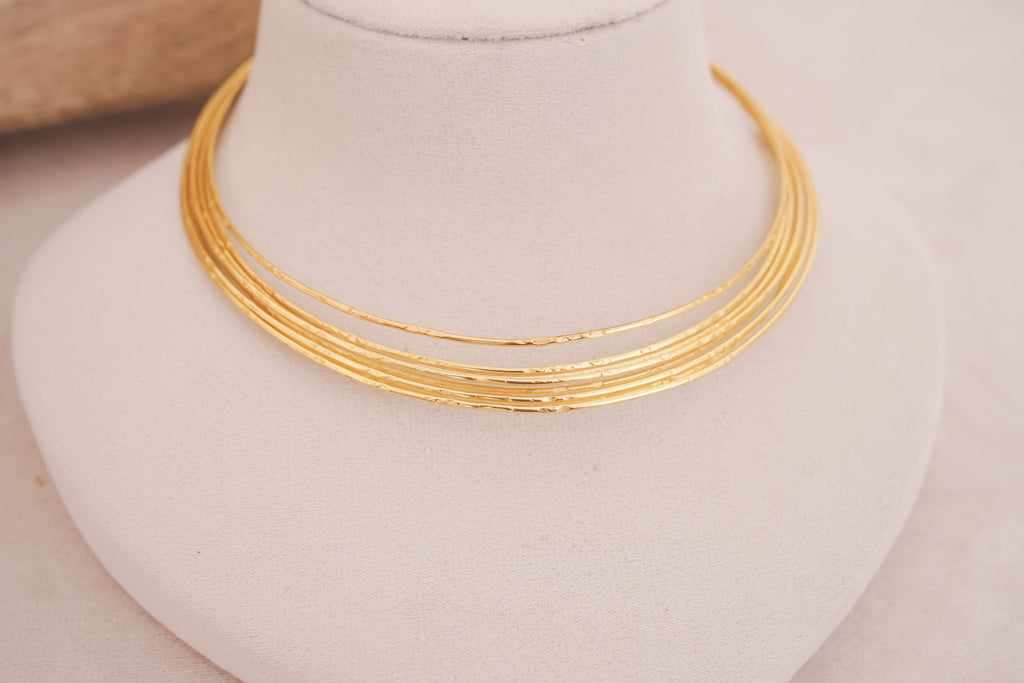 Multi-Strand Brass Hasli Necklace