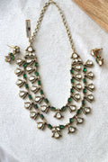 Two Row Green stone Moissanite Teardrop Necklace Set
