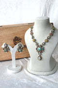 Traditional Multi Stone Sabhya Necklace  Earring Set