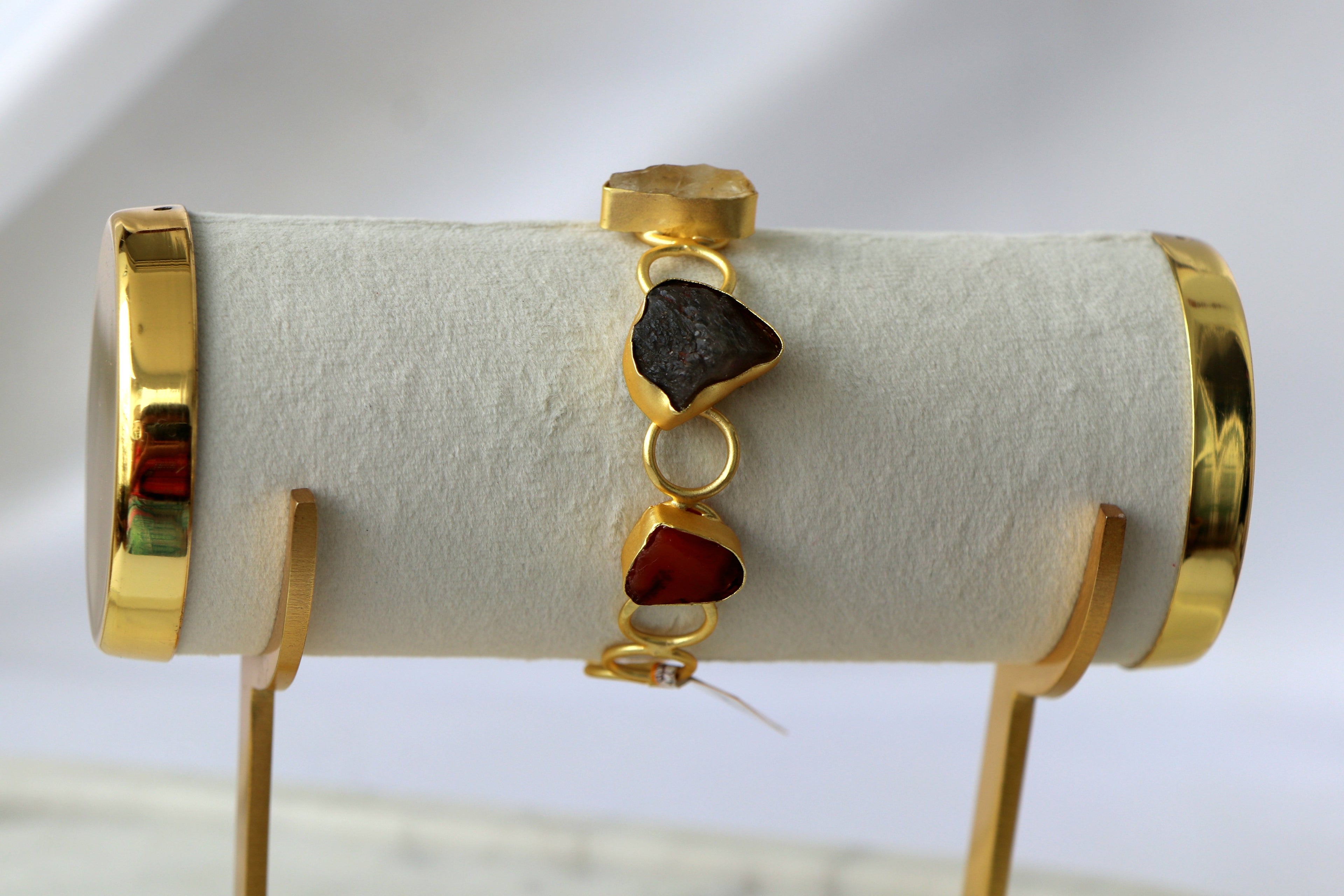 Ruby Amethyst Quartz Triad Bracelet