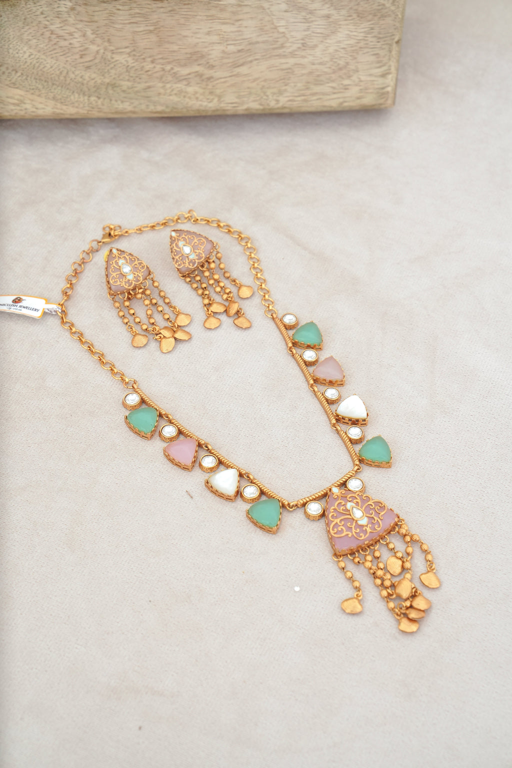 Triad Harmony Statement Necklace  Earrings Set