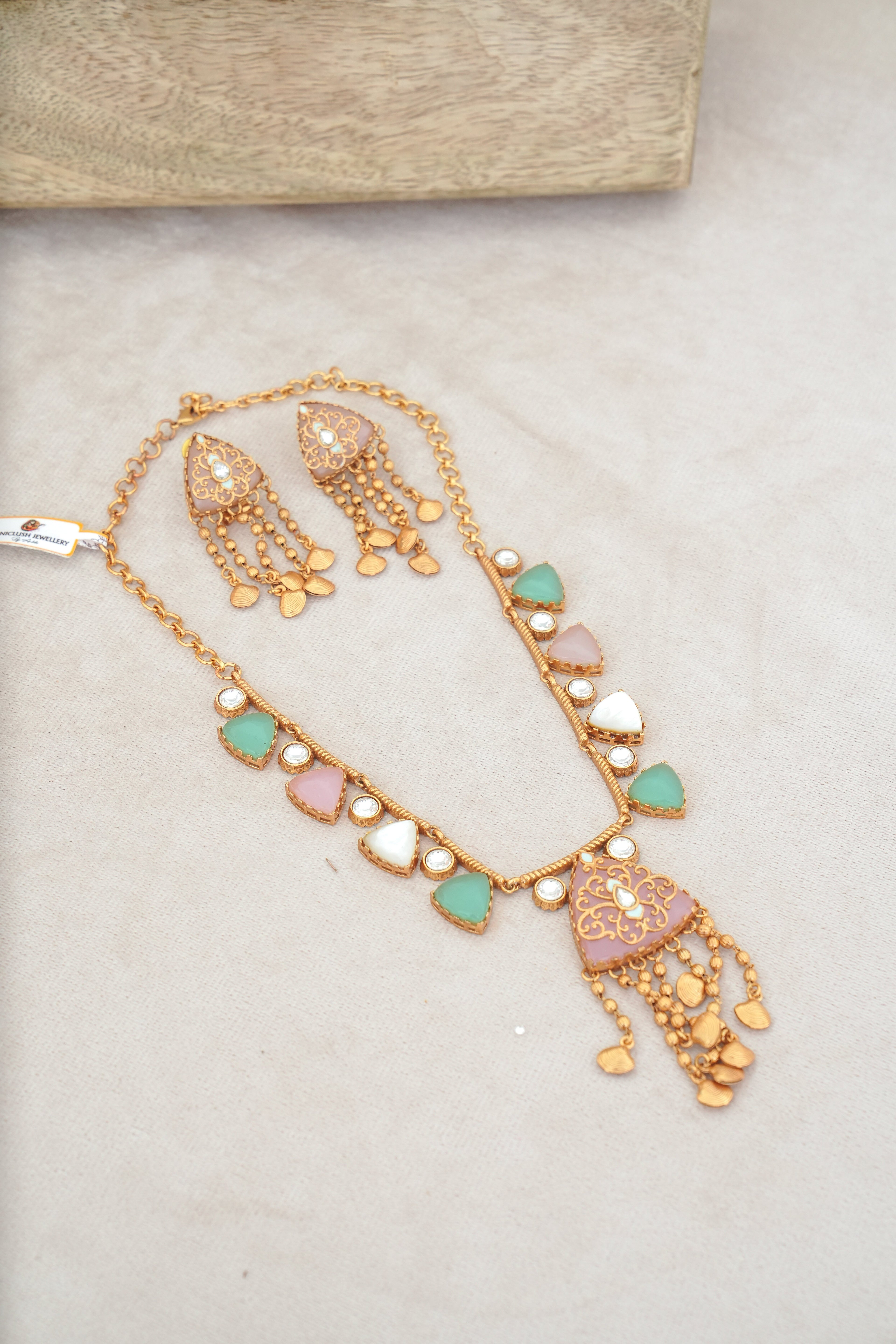 Triad Harmony Statement Necklace  Earrings Set