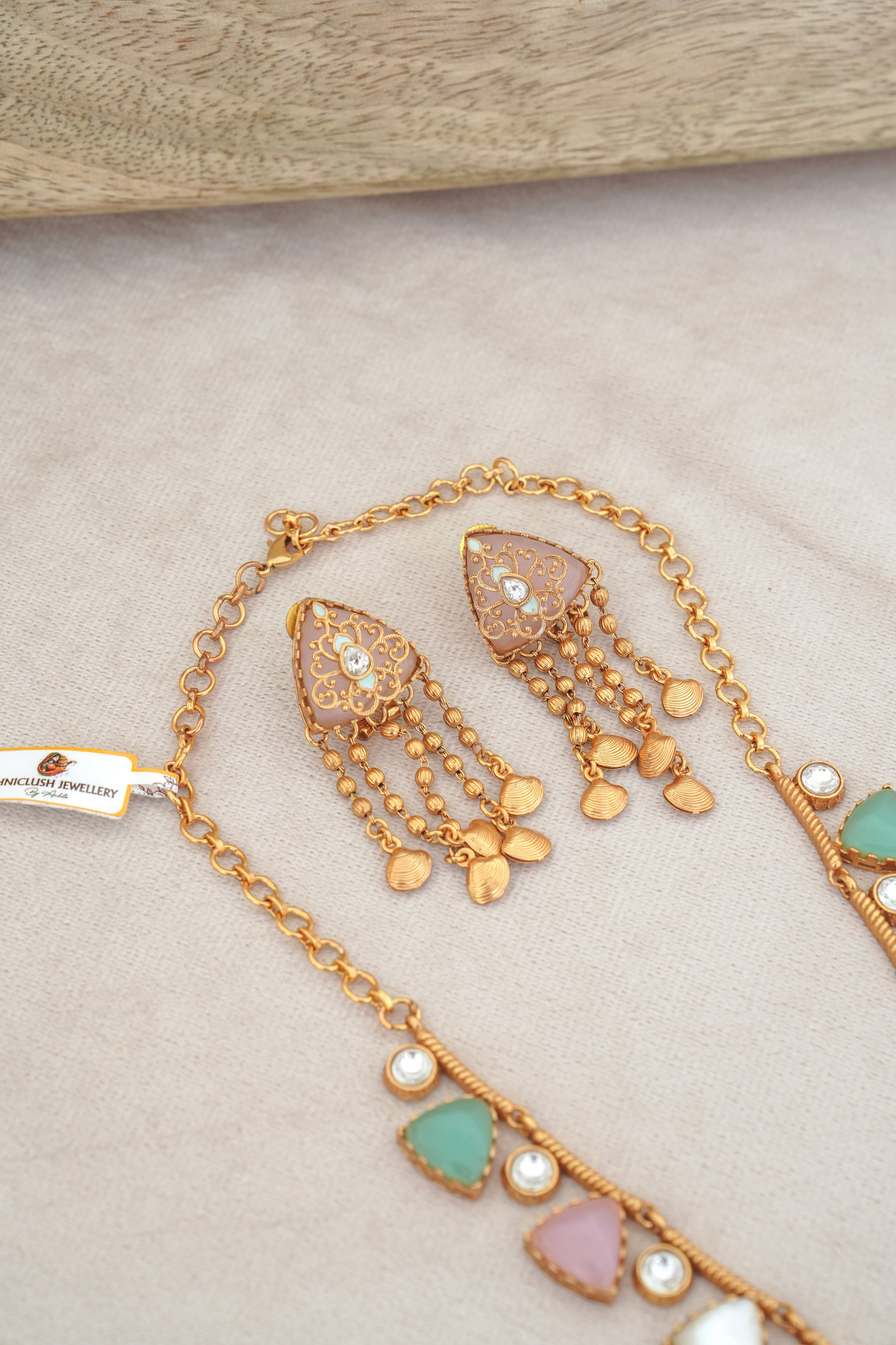 Triad Harmony Statement Necklace  Earrings Set