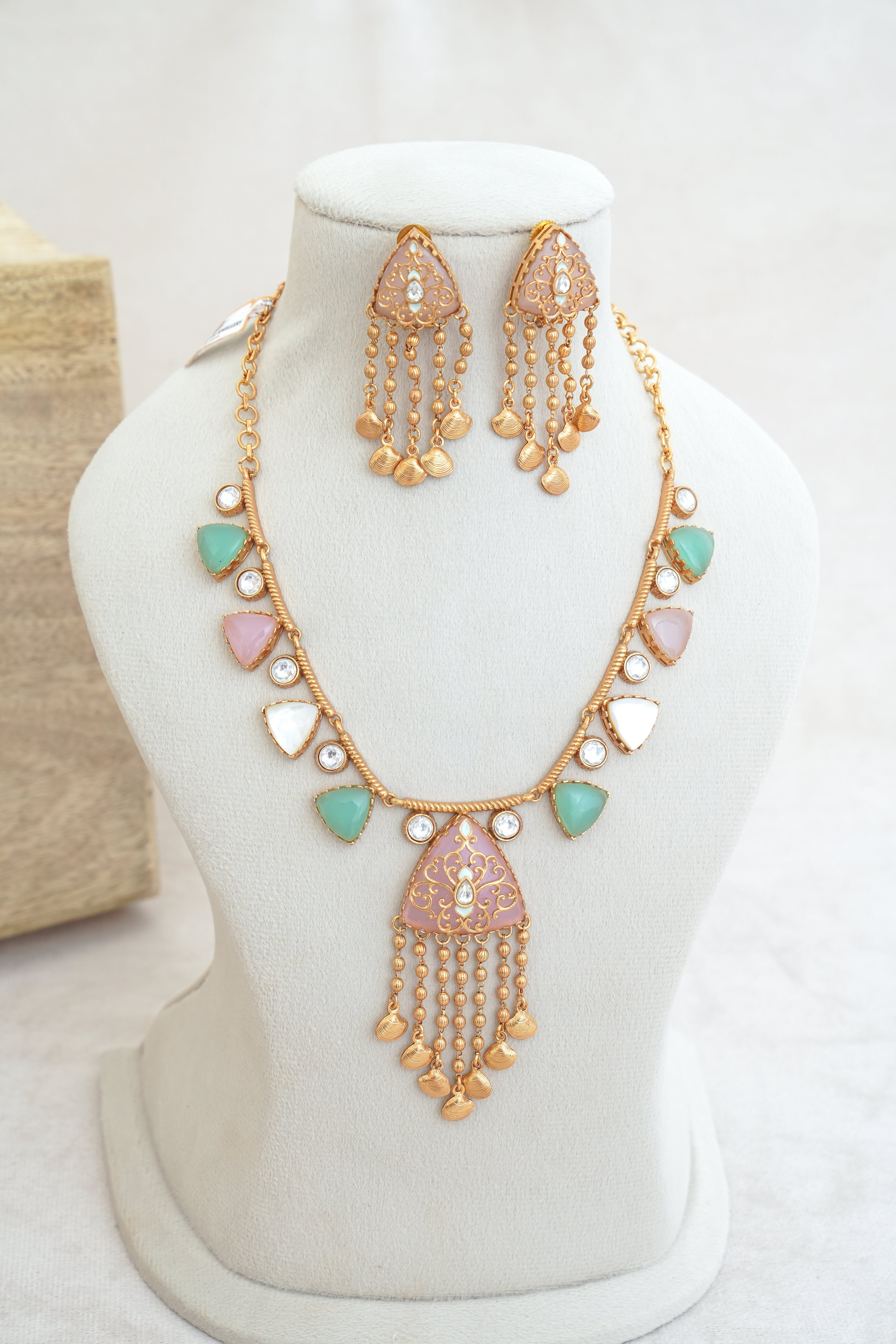 Triad Harmony Statement Necklace  Earrings Set