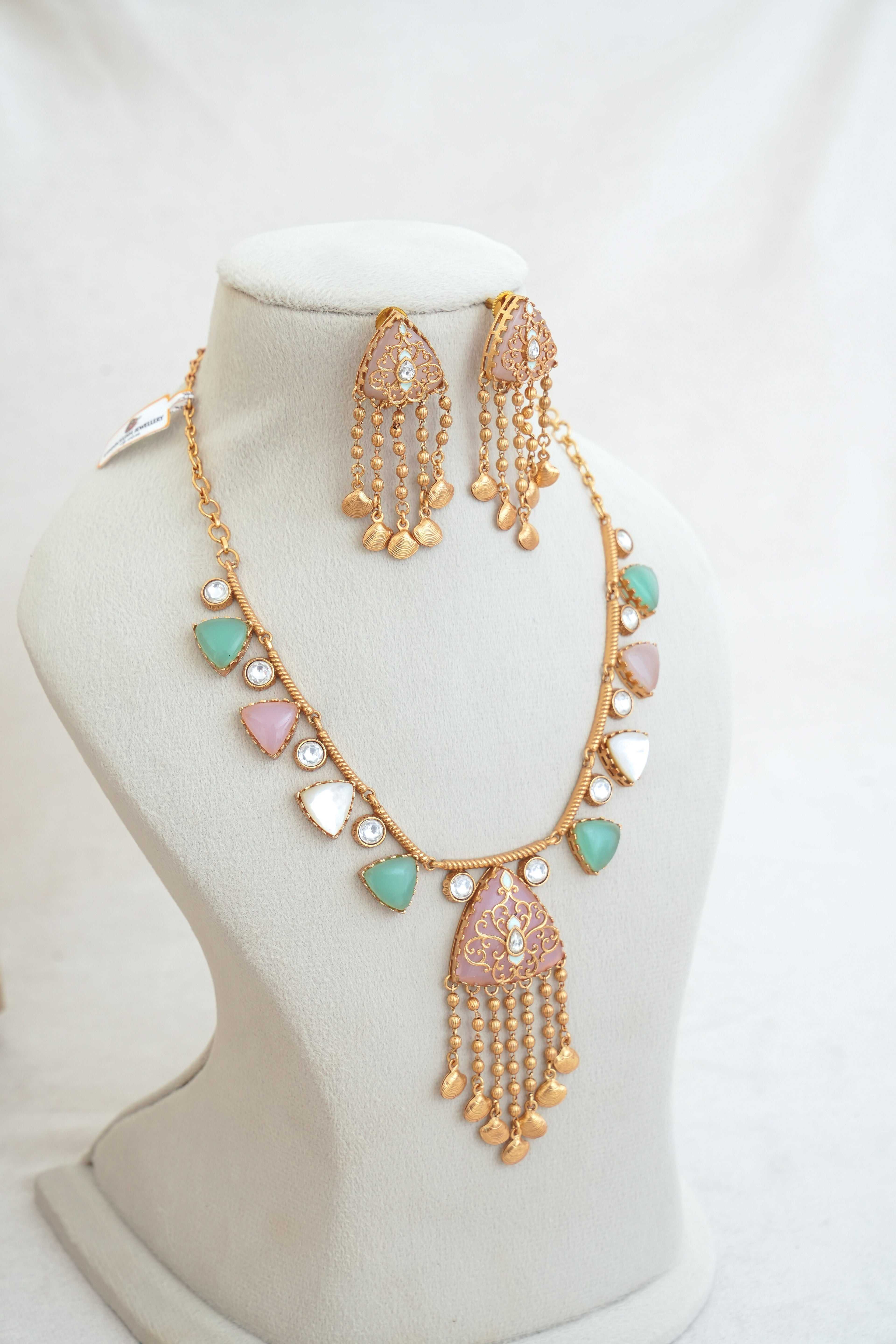 Triad Harmony Statement Necklace  Earrings Set