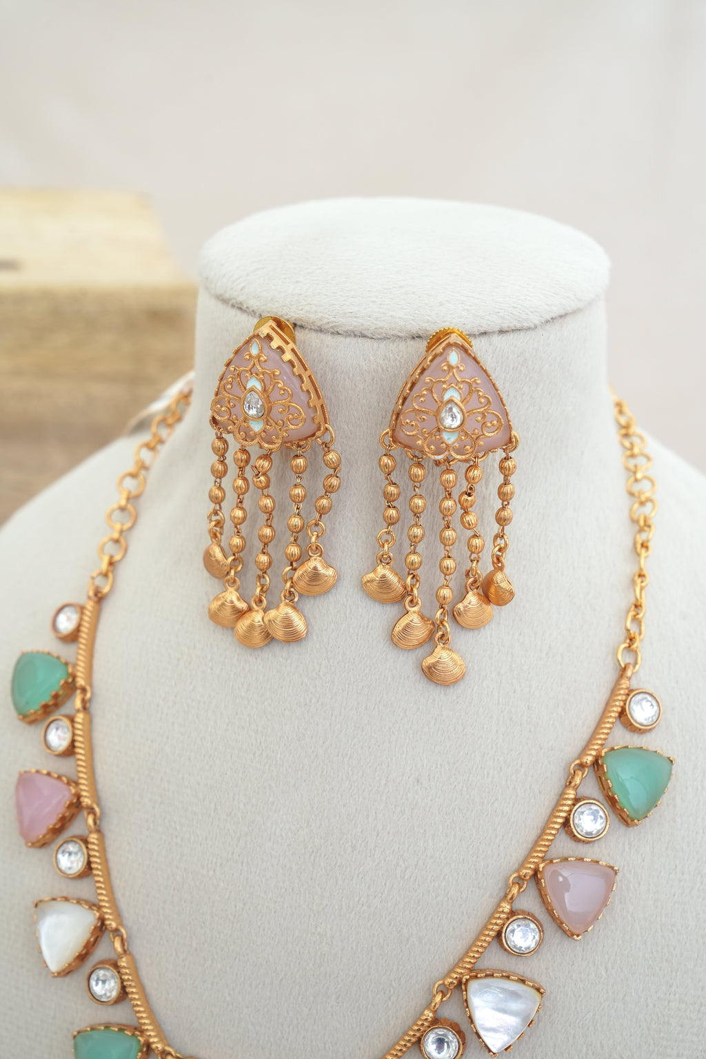 Triad Harmony Statement Necklace  Earrings Set