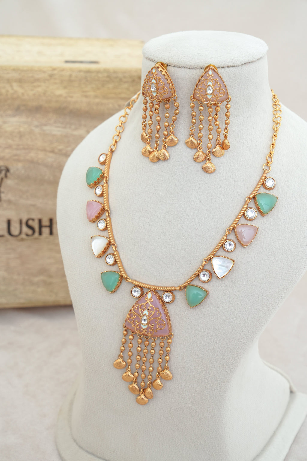 Triad Harmony Statement Necklace  Earrings Set