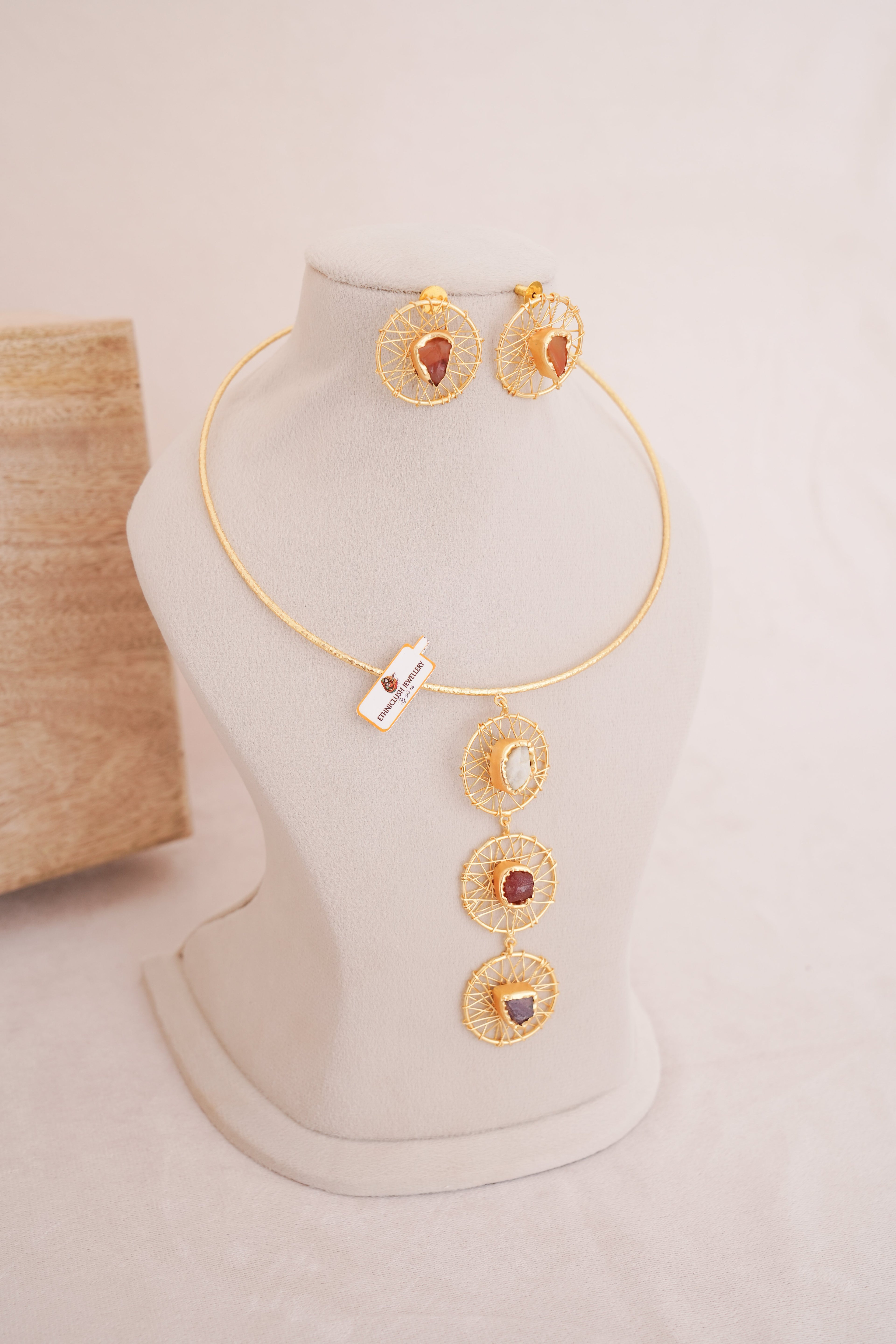 Celestial Web Multicolour Wire Brass Hasli Set