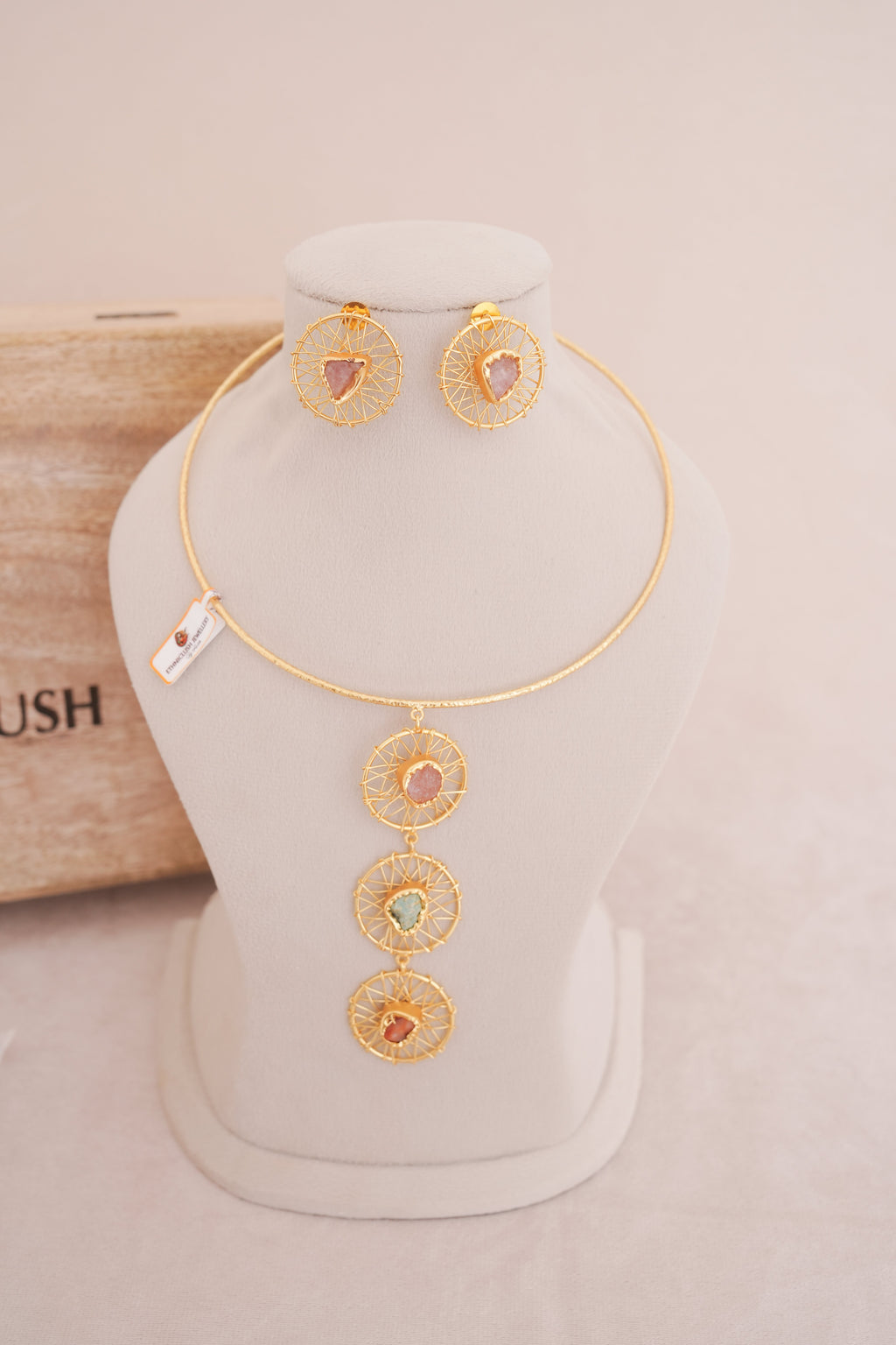 Celestial Web Multicolour Wire Brass Hasli Set