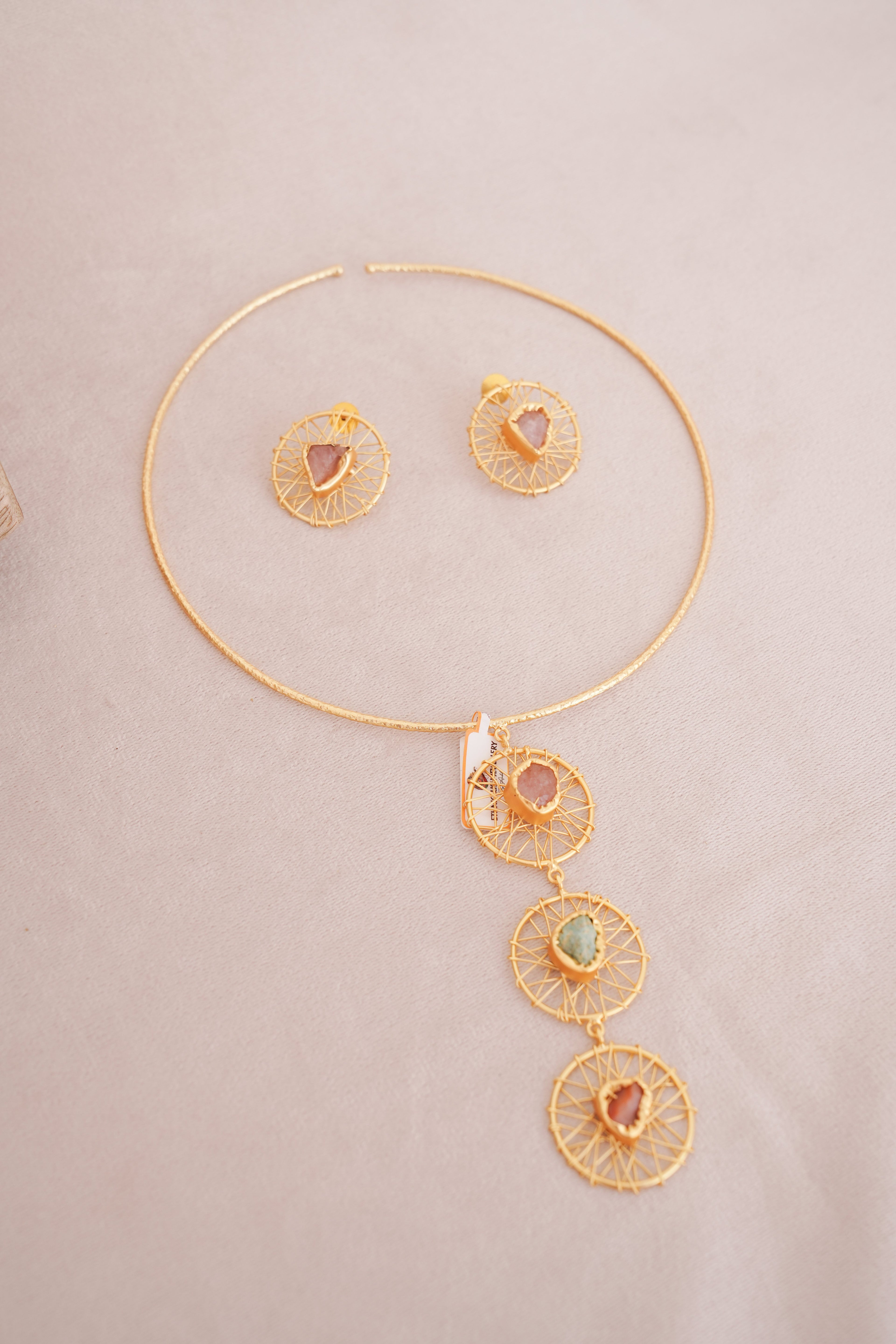 Celestial Web Multicolour Wire Brass Hasli Set