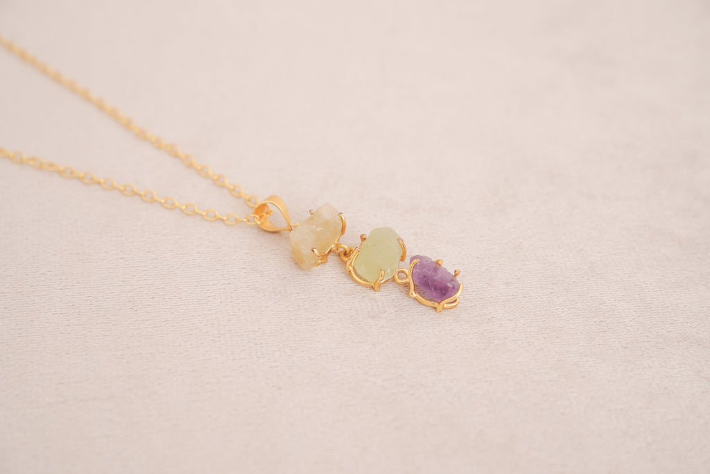 Trinity Cascade Gemstone Necklace