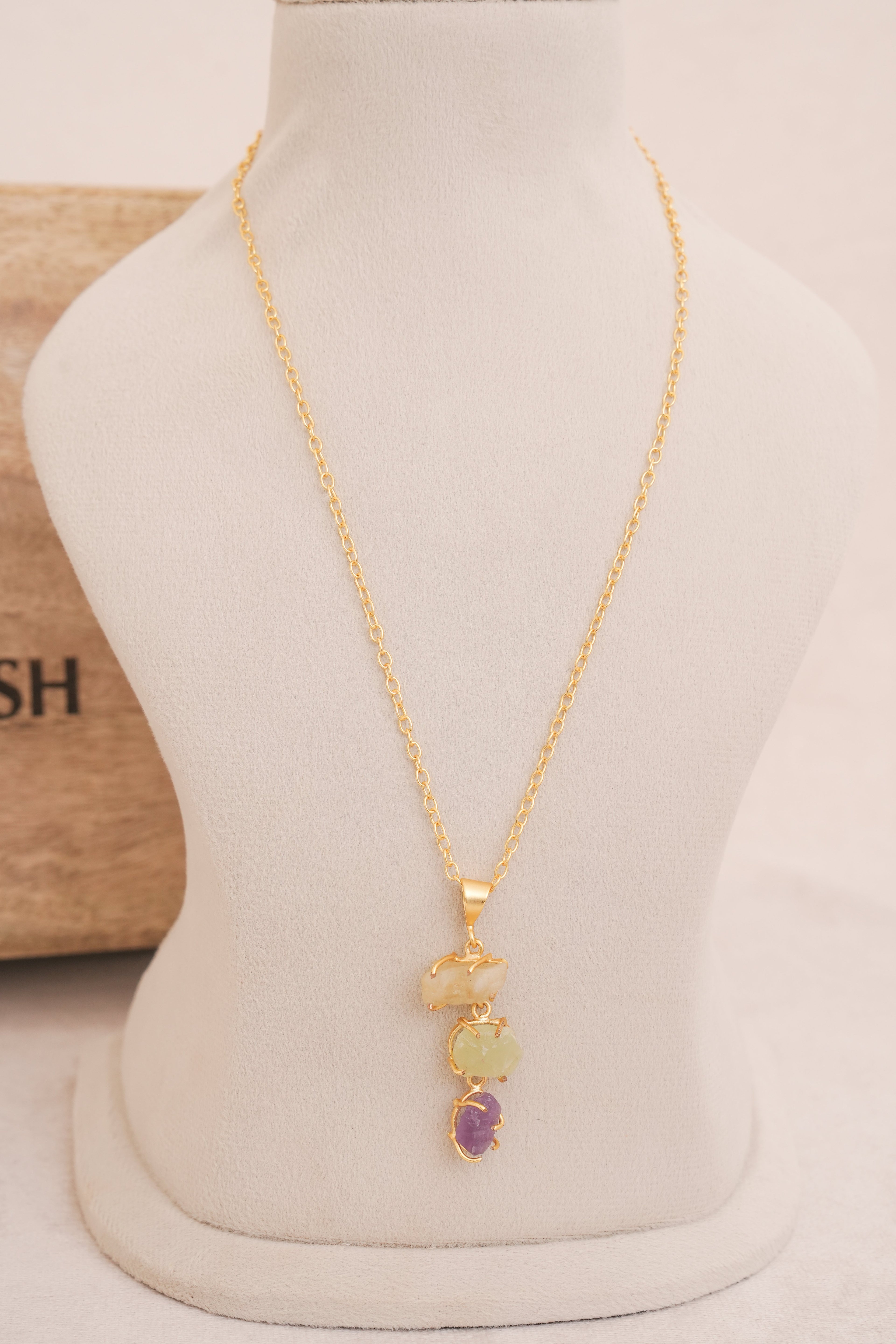 Trinity Cascade Gemstone Necklace