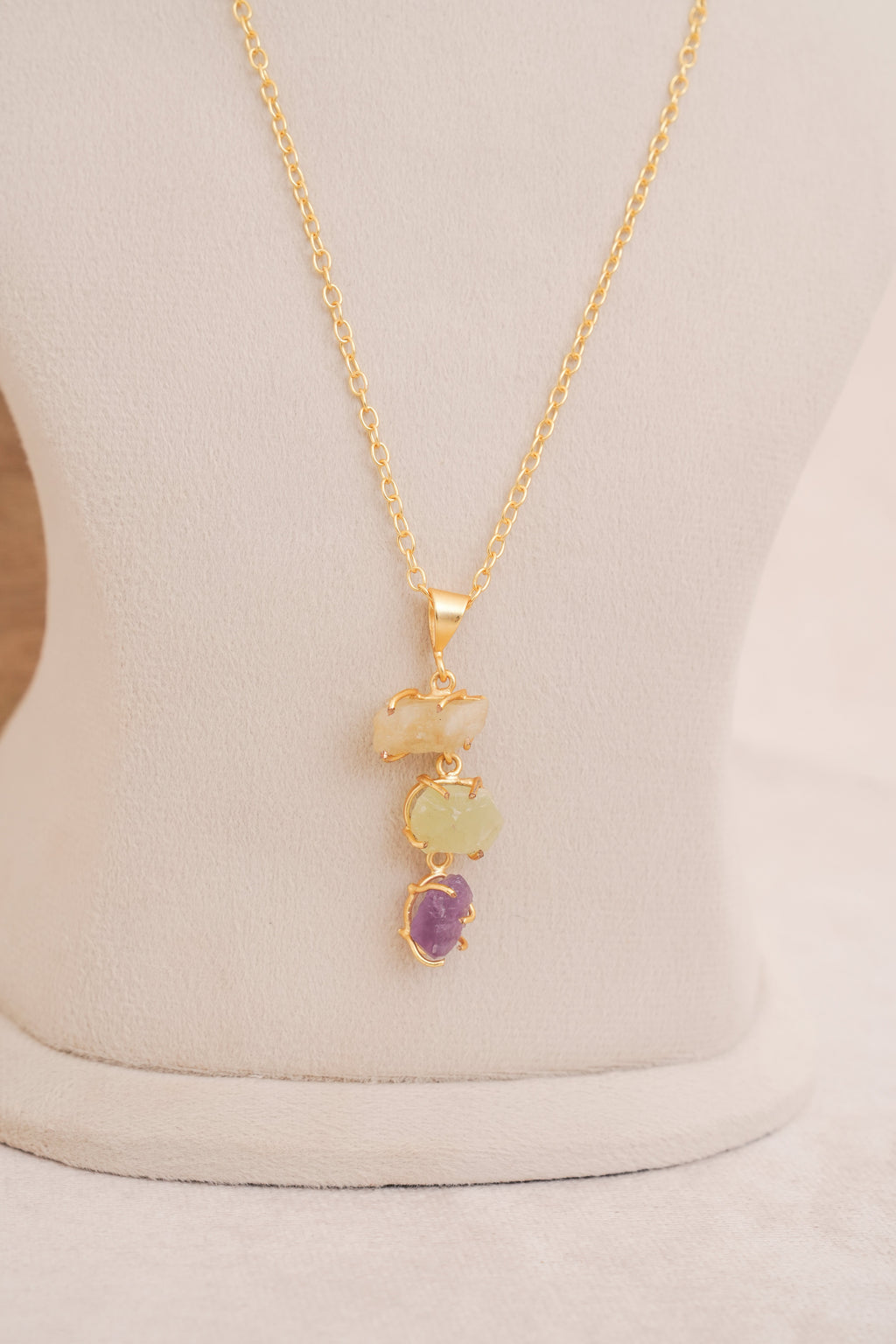Trinity Cascade Gemstone Necklace