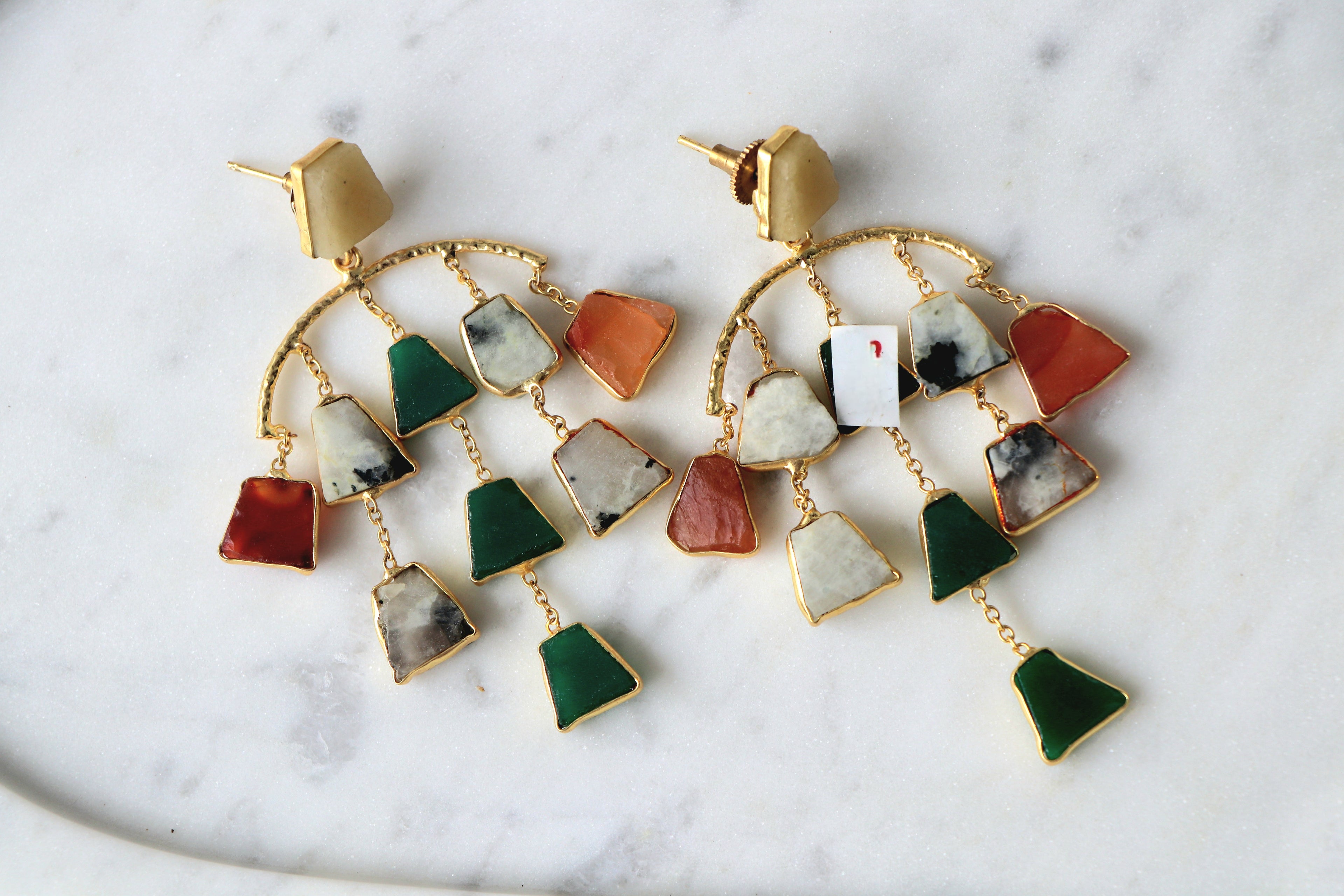 Triune Gem Cascade Earrings