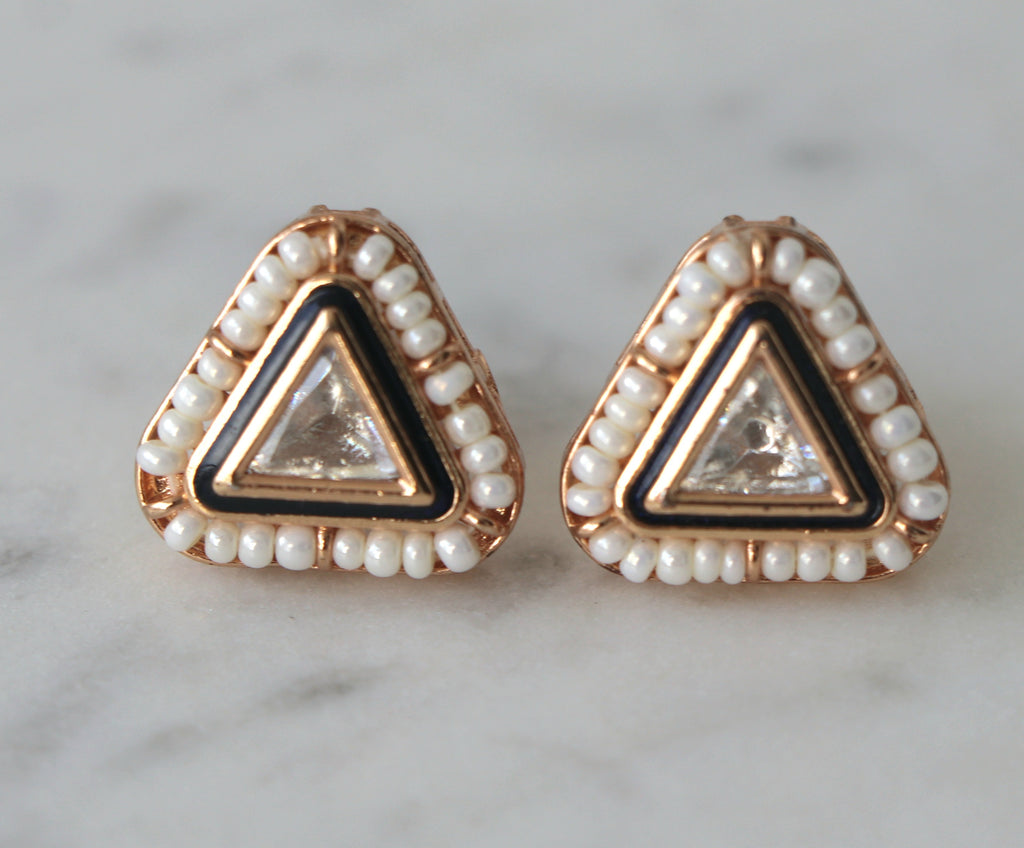 Triune Pearl  Gem Earrings