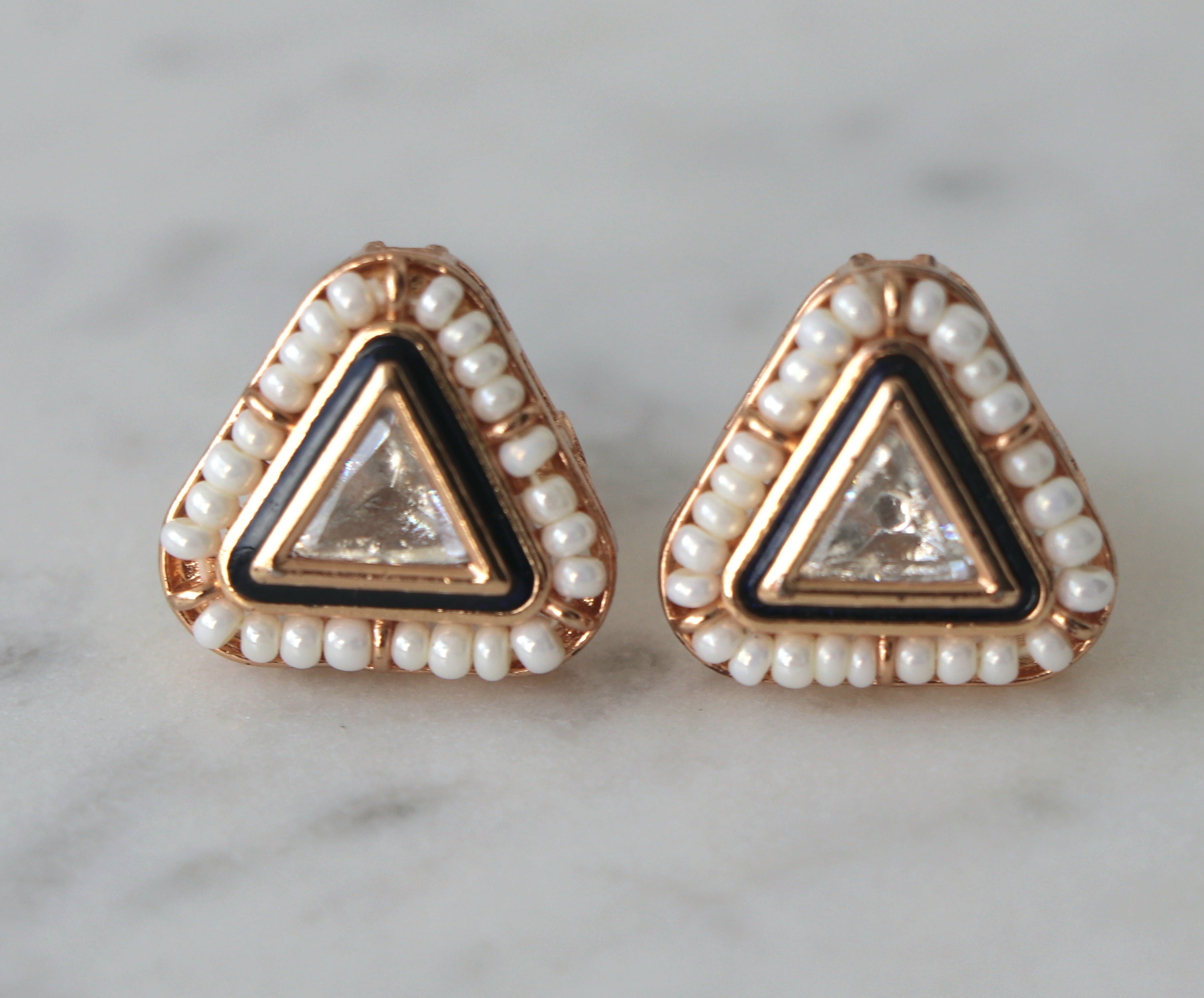 Triune Pearl  Gem Earrings
