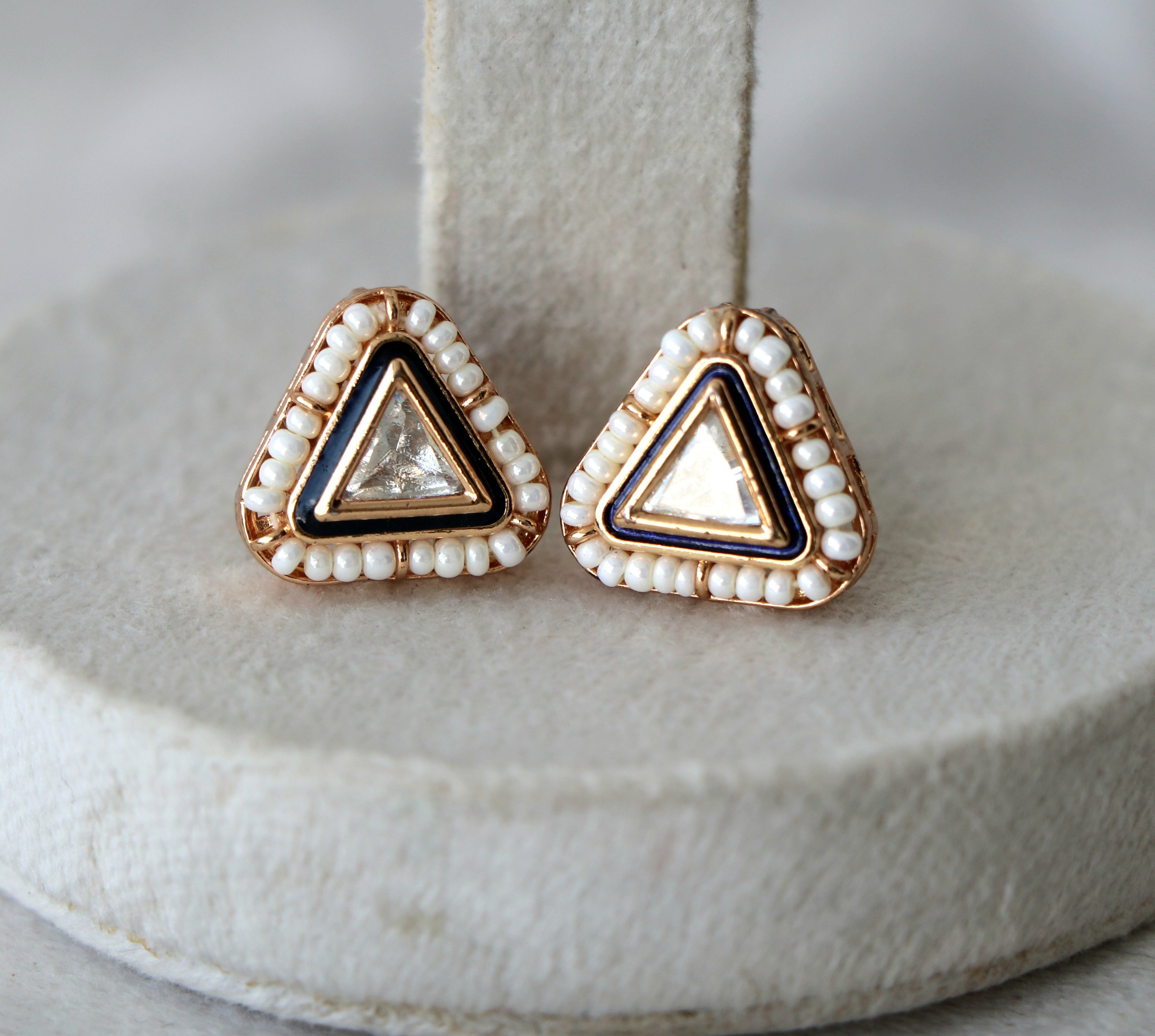 Triune Pearl  Gem Earrings