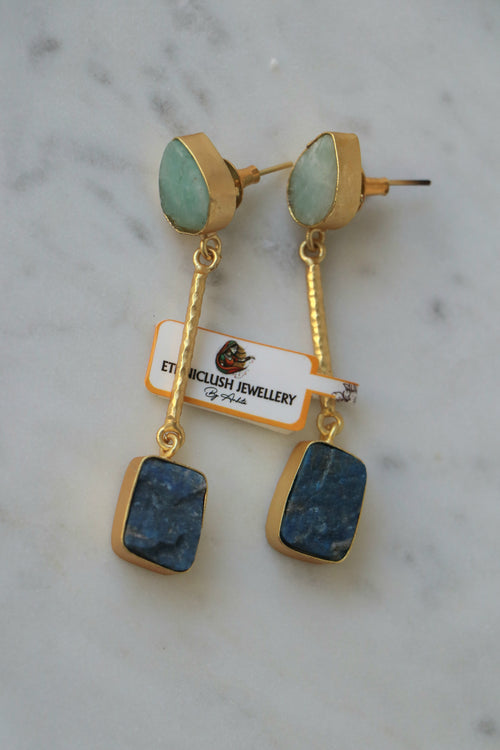 Aventurine Lapis Cascade Earrings