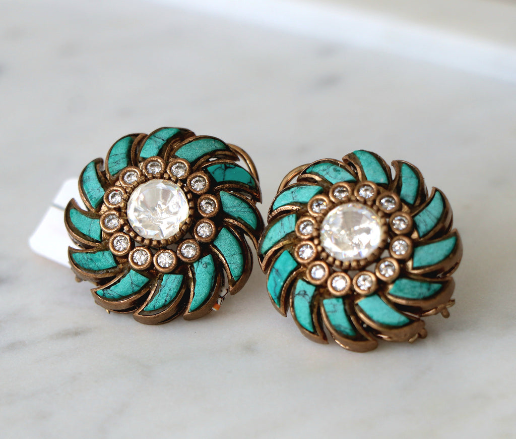 Turquoise Radiance Floral Earrings