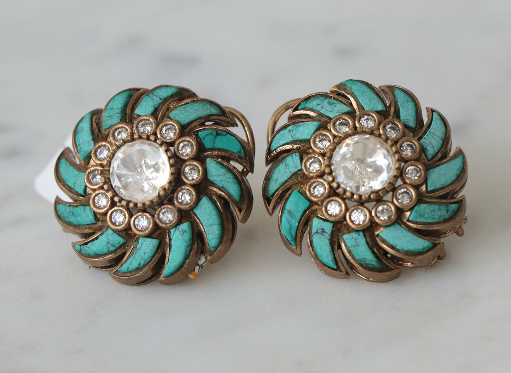 Turquoise Radiance Floral Earrings